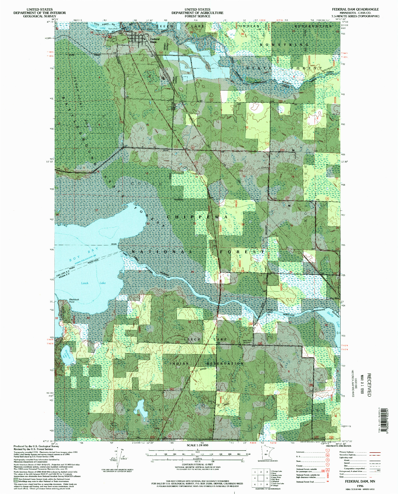 USGS 1:24000-SCALE QUADRANGLE FOR FEDERAL DAM, MN 1996