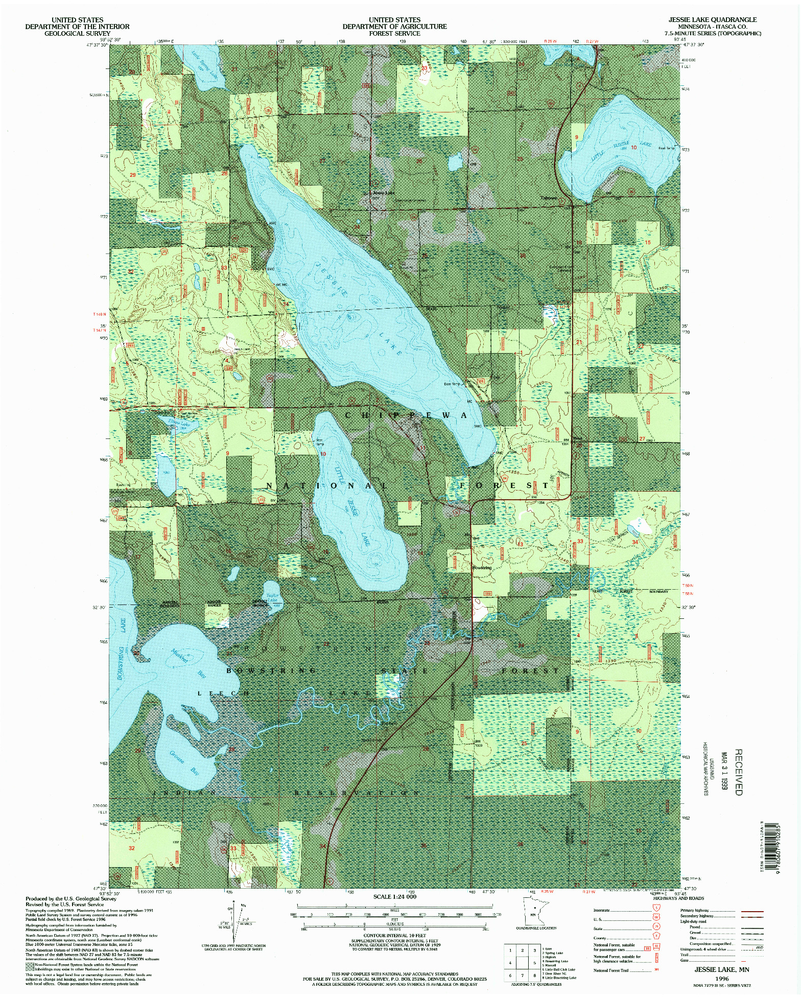 USGS 1:24000-SCALE QUADRANGLE FOR JESSIE LAKE, MN 1996