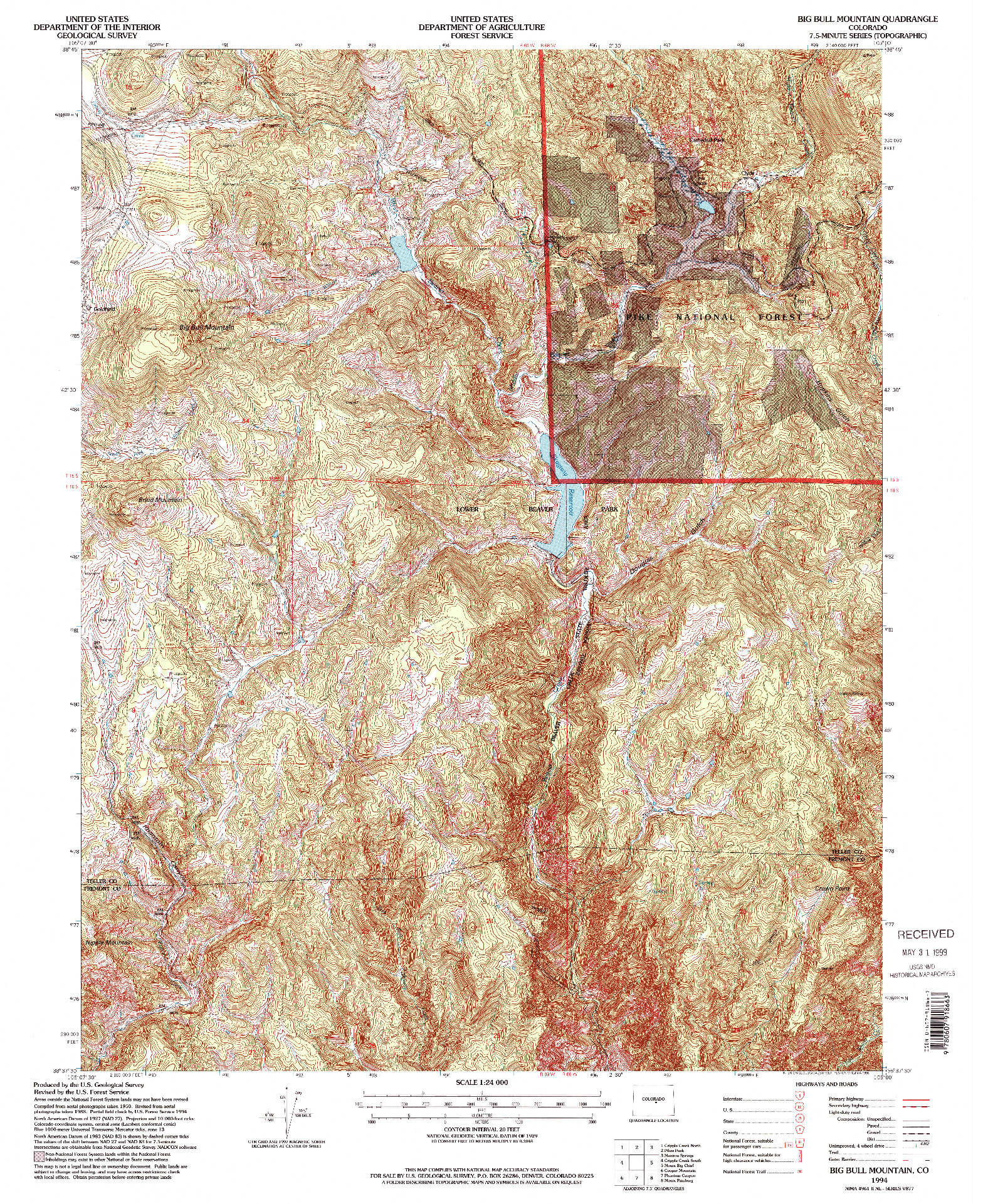 USGS 1:24000-SCALE QUADRANGLE FOR BIG BULL MOUNTAIN, CO 1994