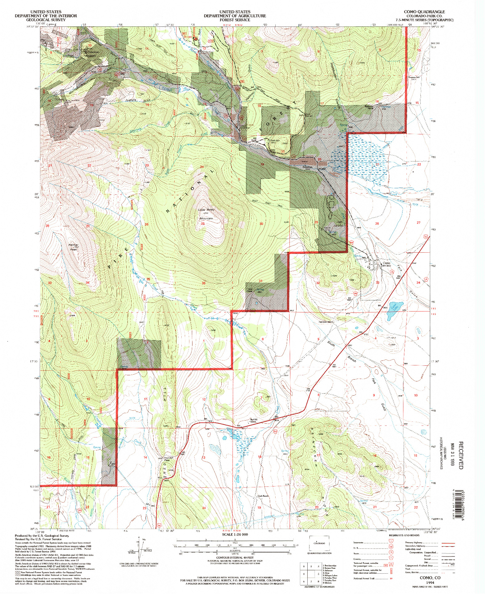 USGS 1:24000-SCALE QUADRANGLE FOR COMO, CO 1994