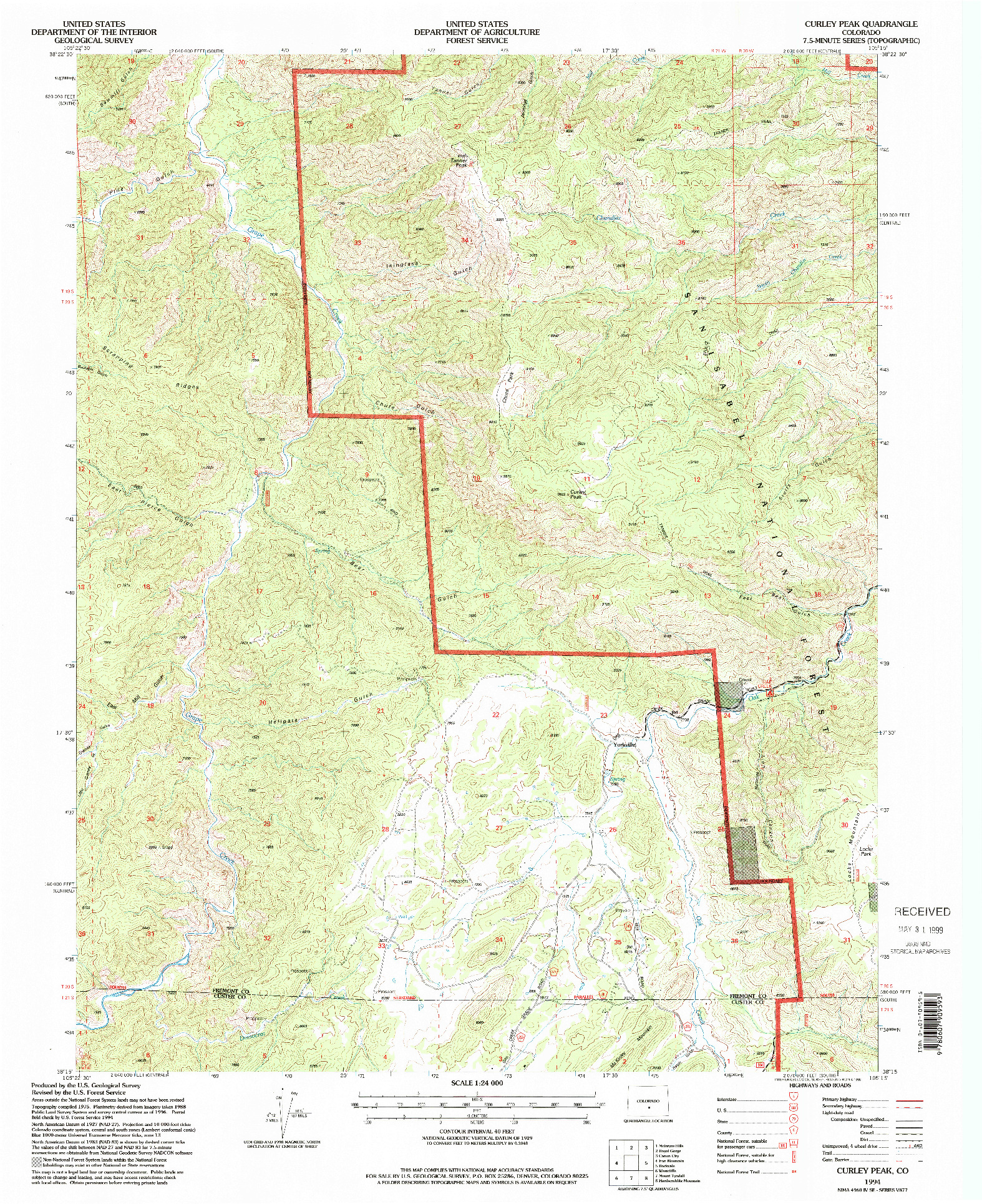 USGS 1:24000-SCALE QUADRANGLE FOR CURLEY PEAK, CO 1994