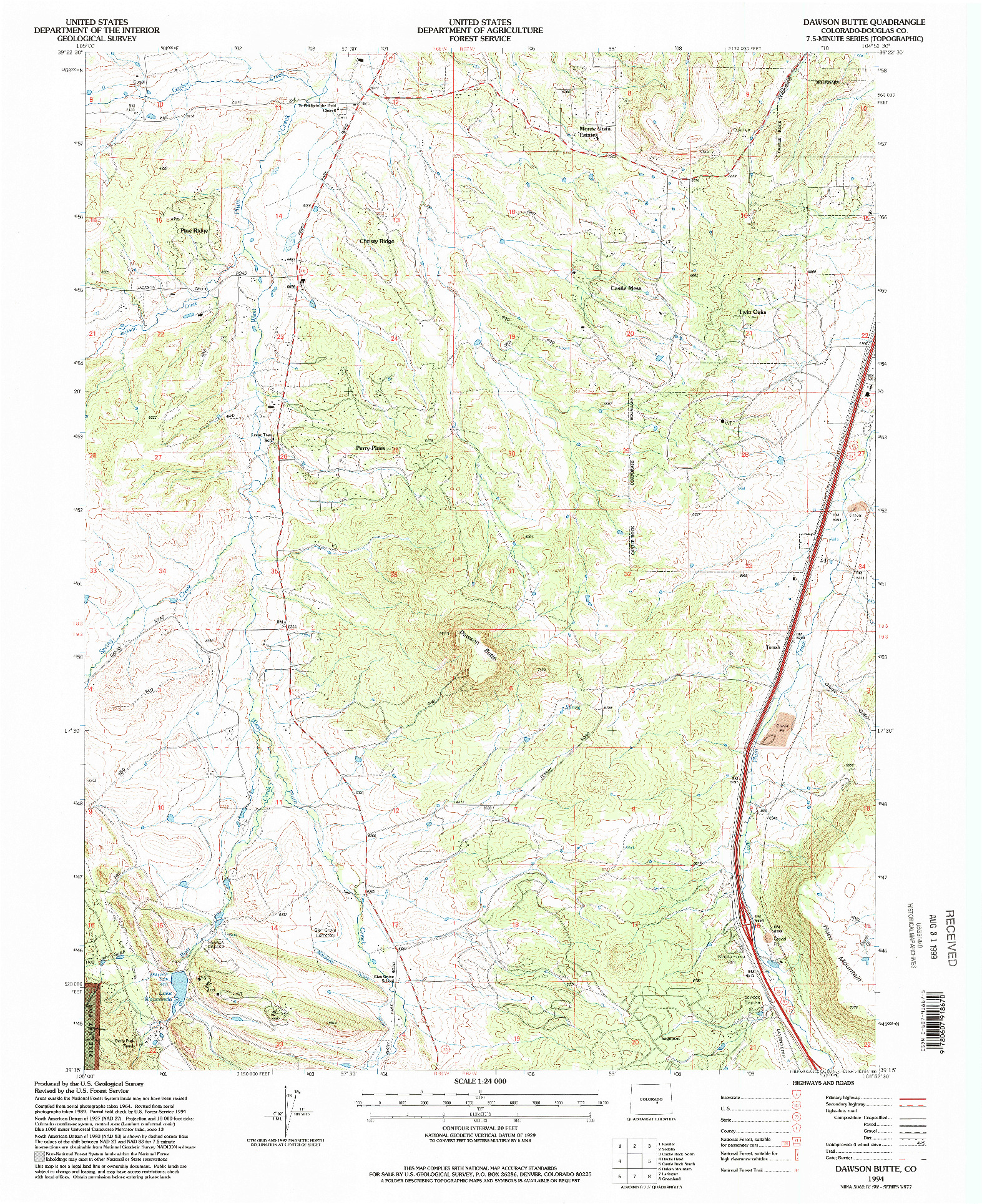 USGS 1:24000-SCALE QUADRANGLE FOR DAWSON BUTTE, CO 1994