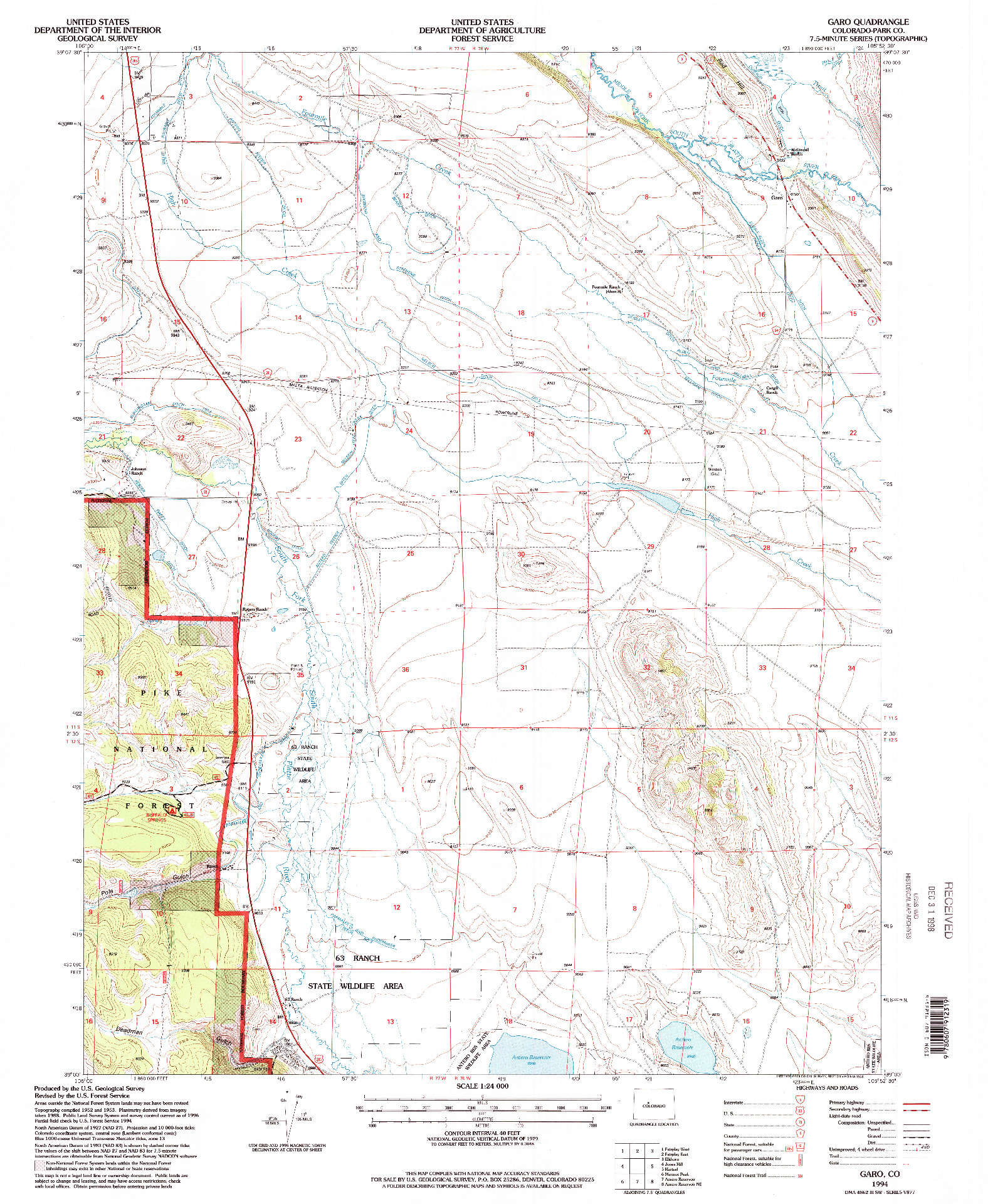 USGS 1:24000-SCALE QUADRANGLE FOR GARO, CO 1994