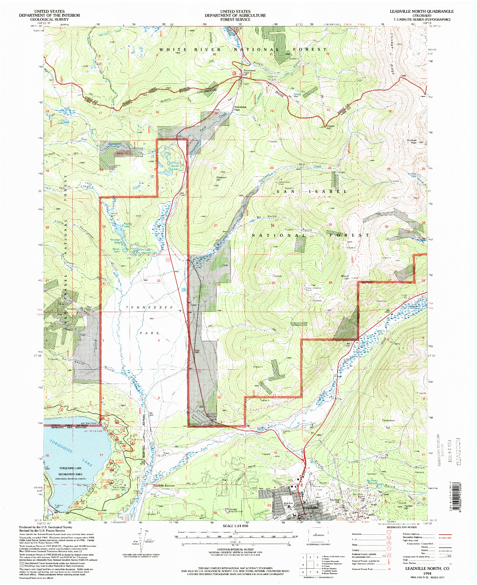 USGS 1:24000-SCALE QUADRANGLE FOR LEADVILLE NORTH, CO 1994