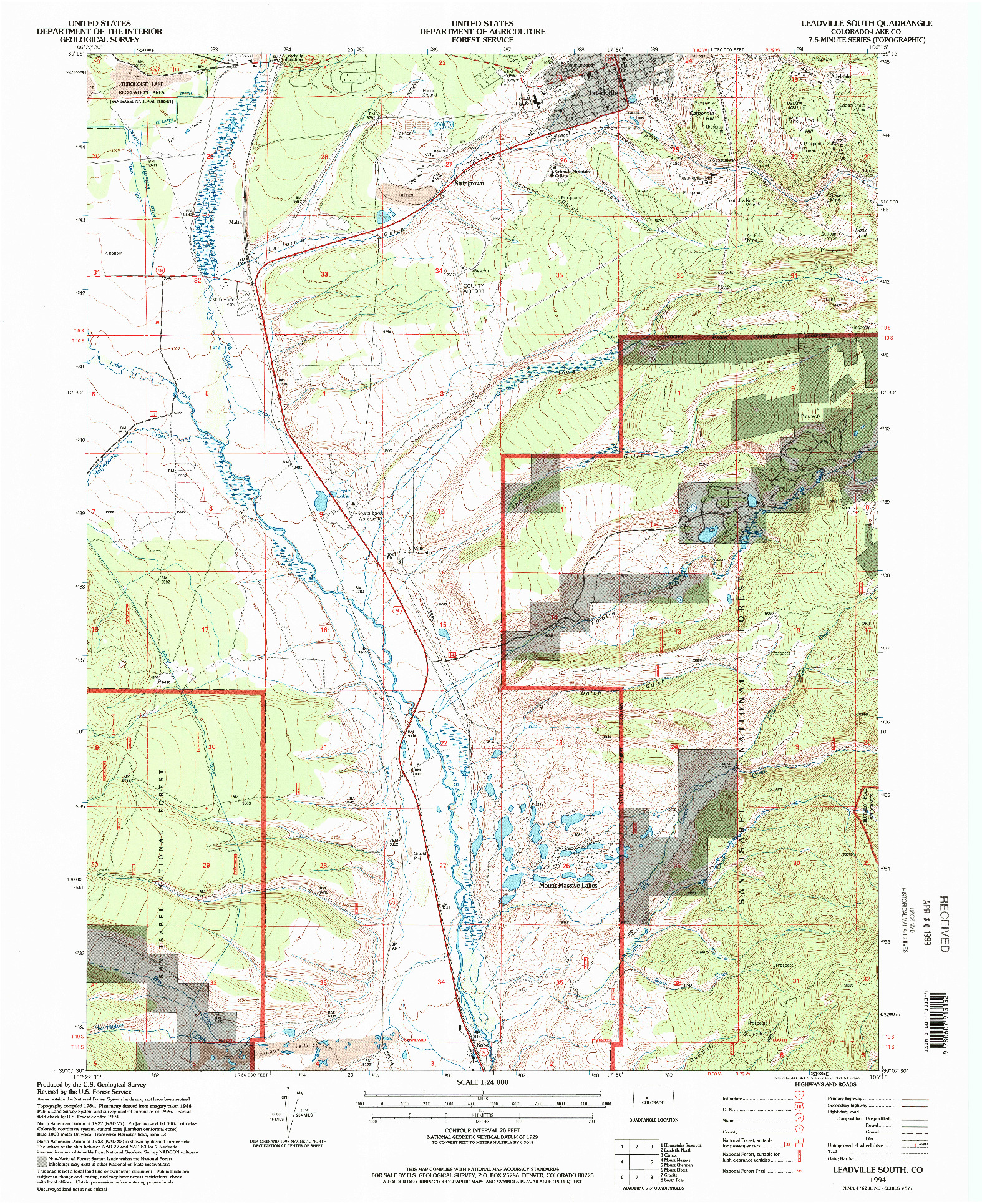 USGS 1:24000-SCALE QUADRANGLE FOR LEADVILLE SOUTH, CO 1994