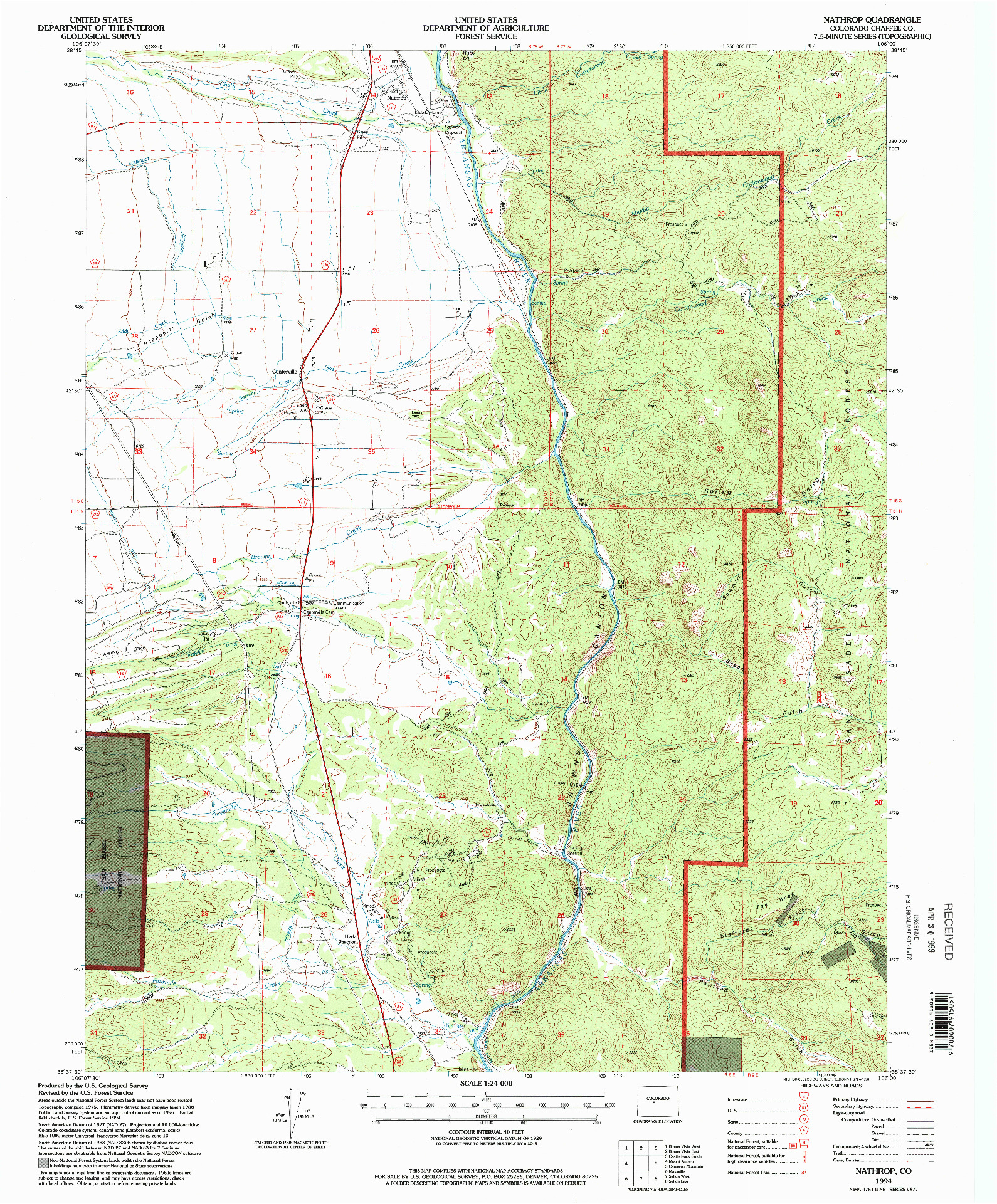 USGS 1:24000-SCALE QUADRANGLE FOR NATHROP, CO 1994