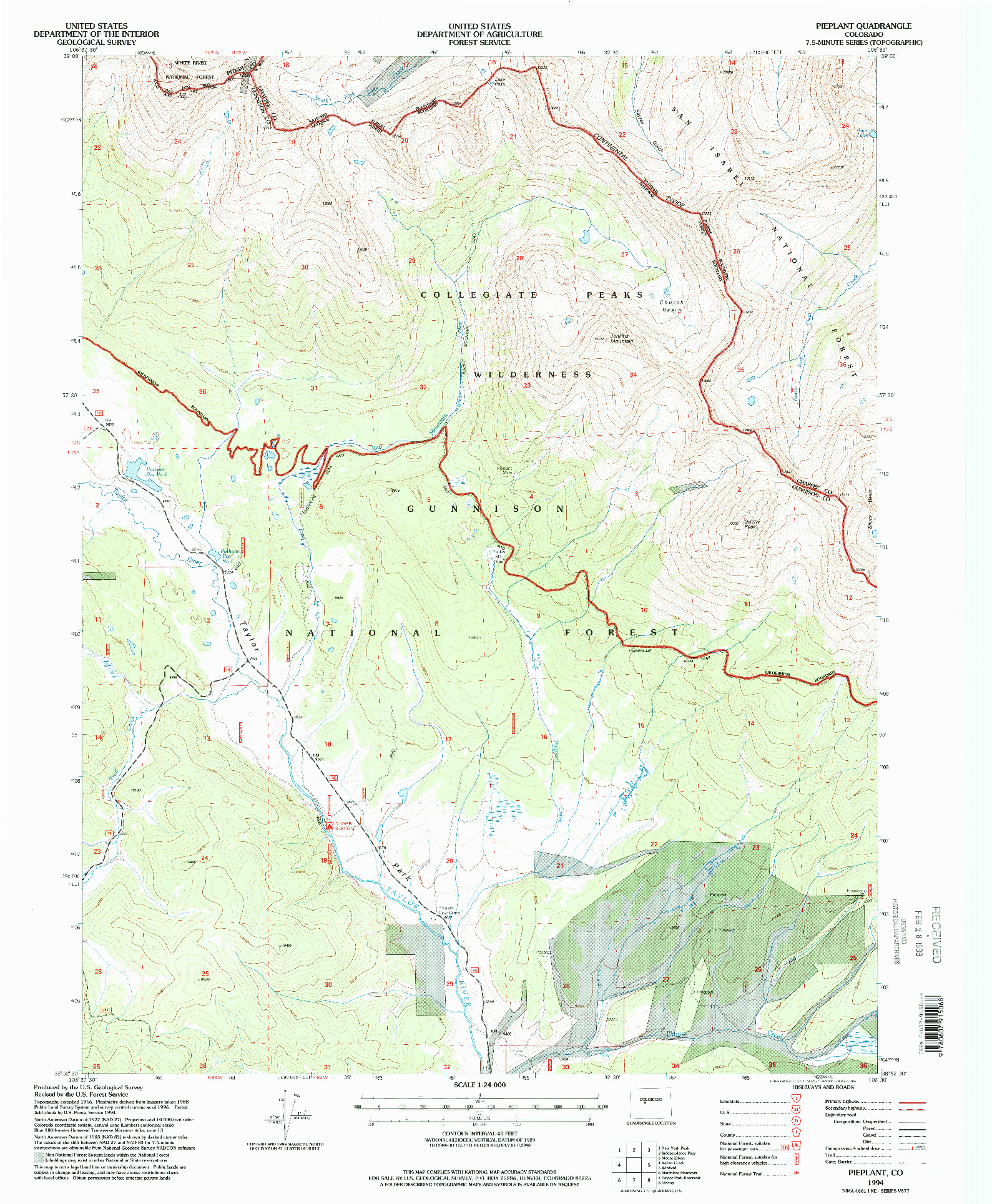 USGS 1:24000-SCALE QUADRANGLE FOR PIEPLANT, CO 1994