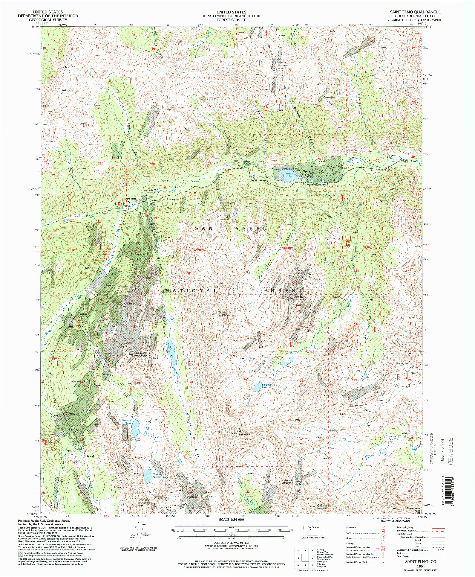 USGS 1:24000-SCALE QUADRANGLE FOR SAINT ELMO, CO 1994