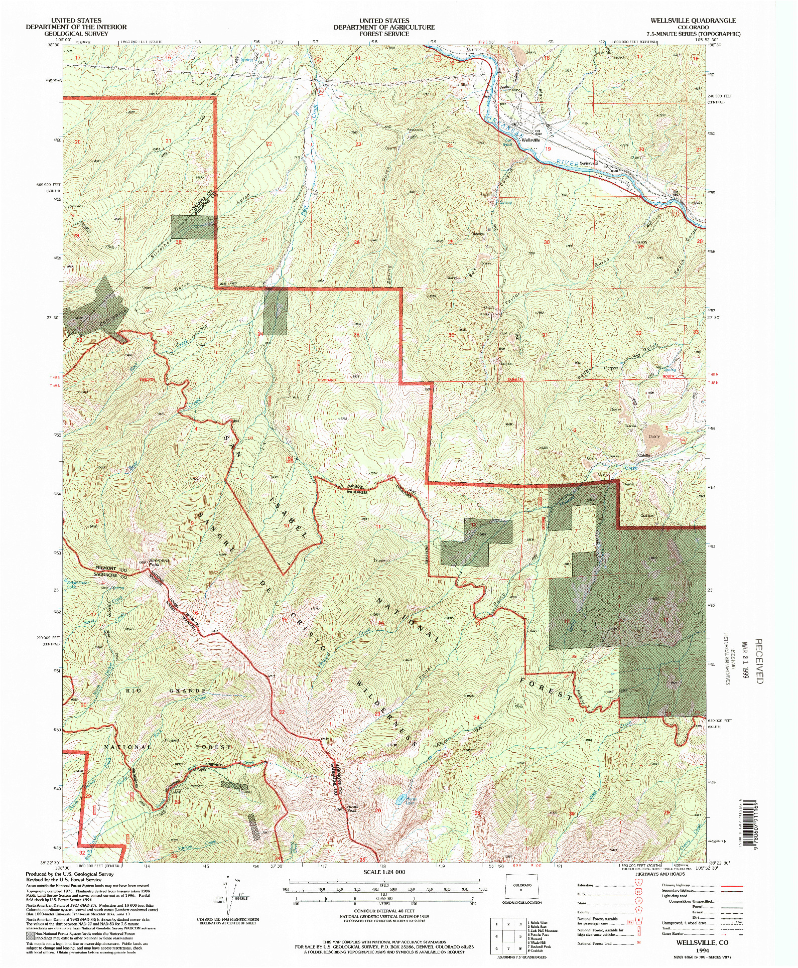 USGS 1:24000-SCALE QUADRANGLE FOR WELLSVILLE, CO 1994