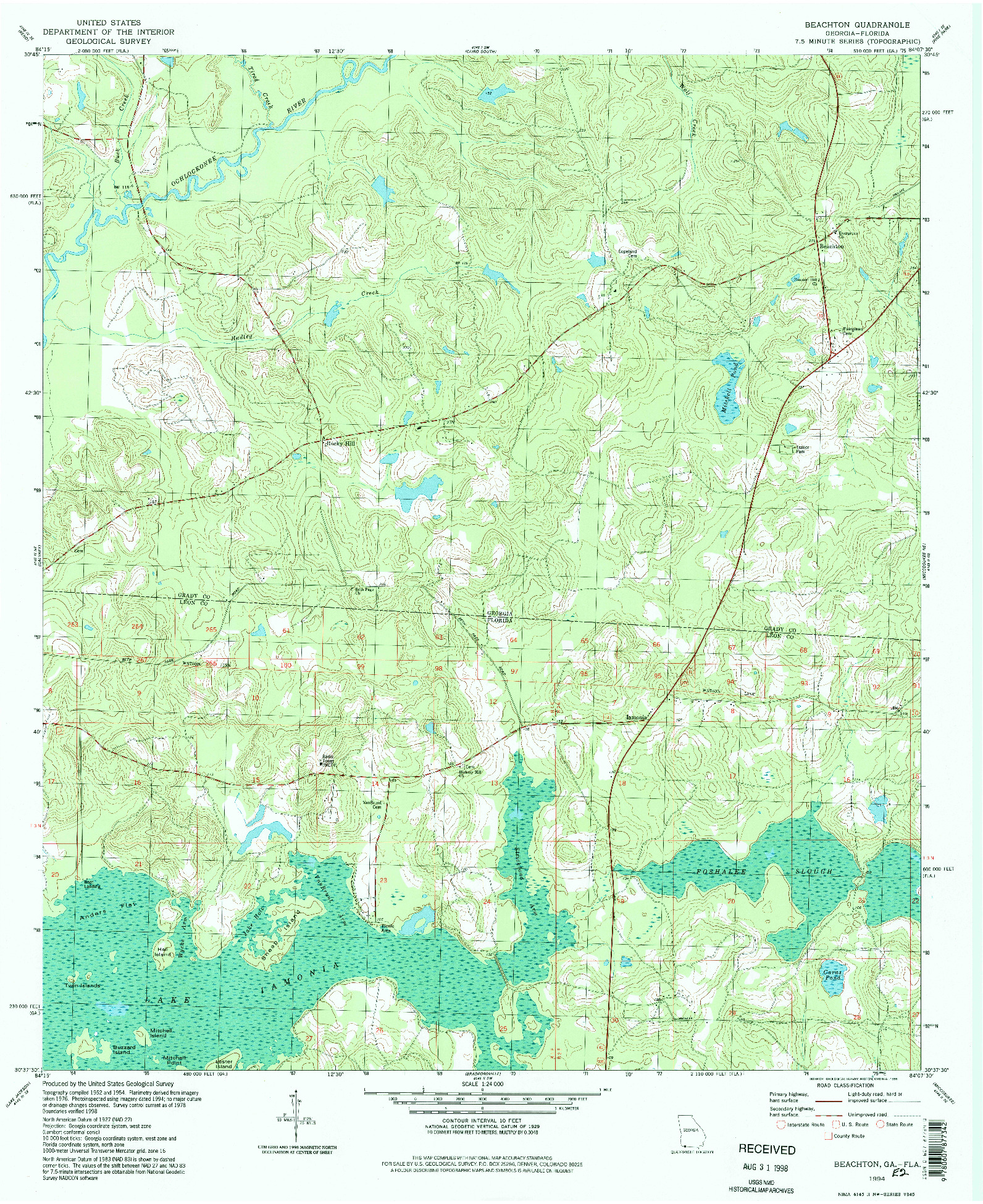 USGS 1:24000-SCALE QUADRANGLE FOR BEACHTON, GA 1994