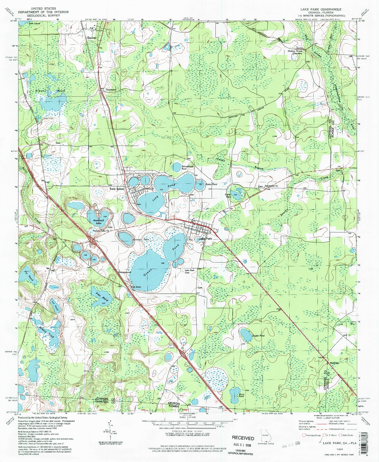 USGS 1:24000-SCALE QUADRANGLE FOR LAKE PARK, GA 1994