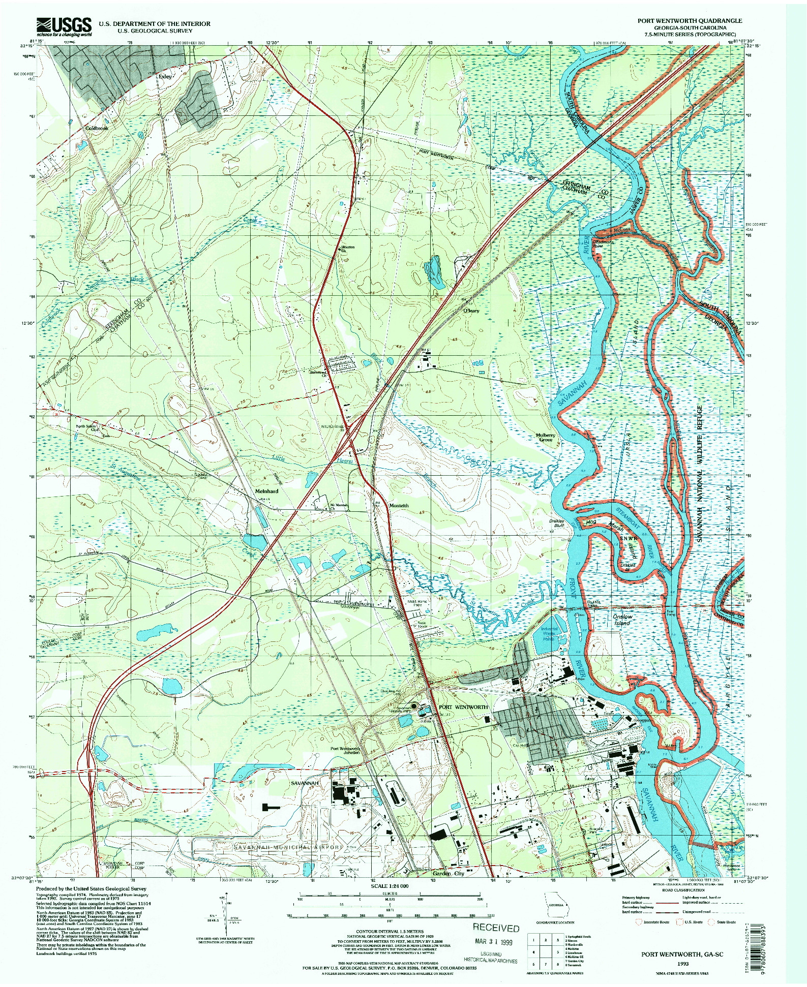 USGS 1:24000-SCALE QUADRANGLE FOR PORT WENTWORTH, GA 1993