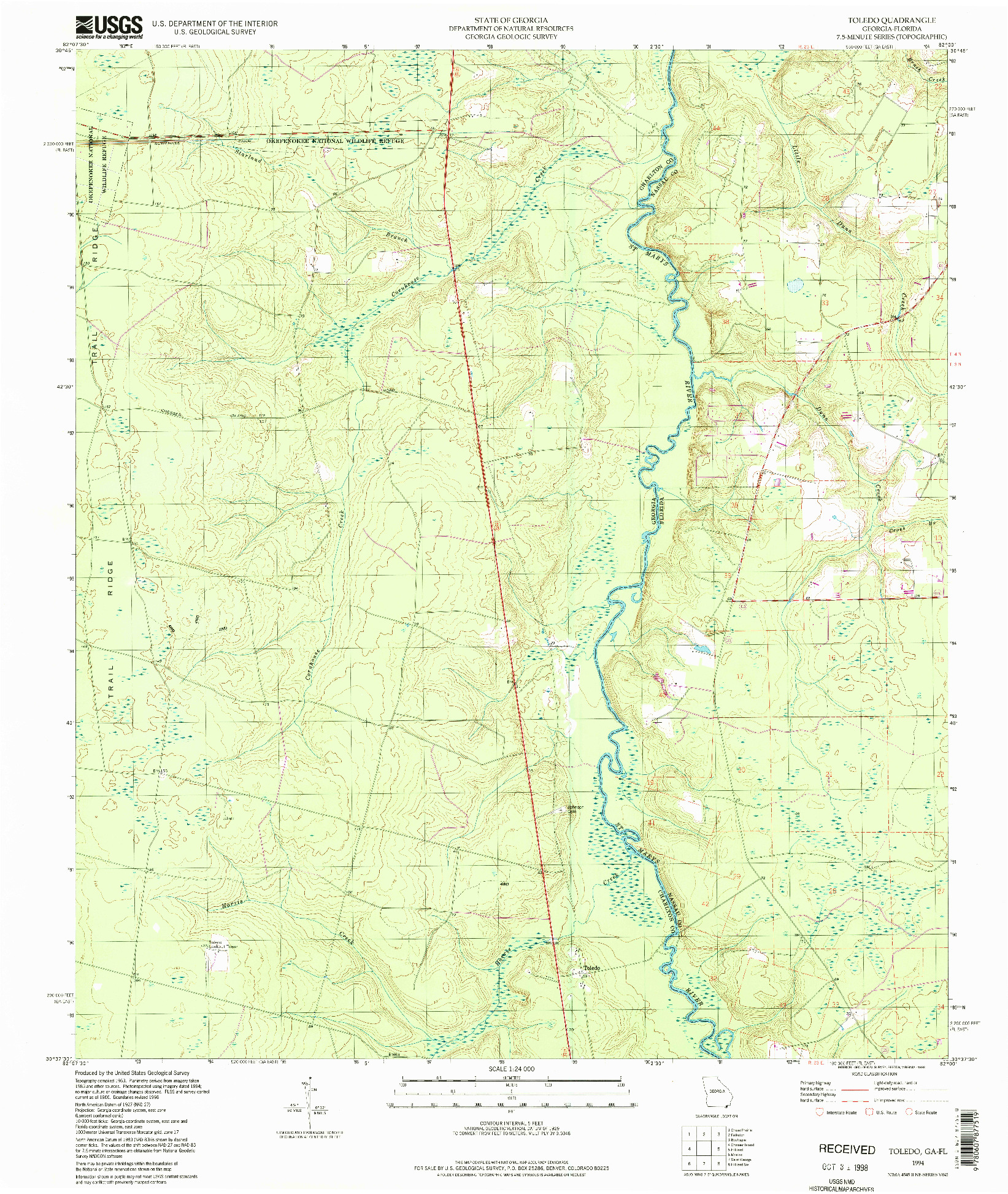 USGS 1:24000-SCALE QUADRANGLE FOR TOLEDO, GA 1994