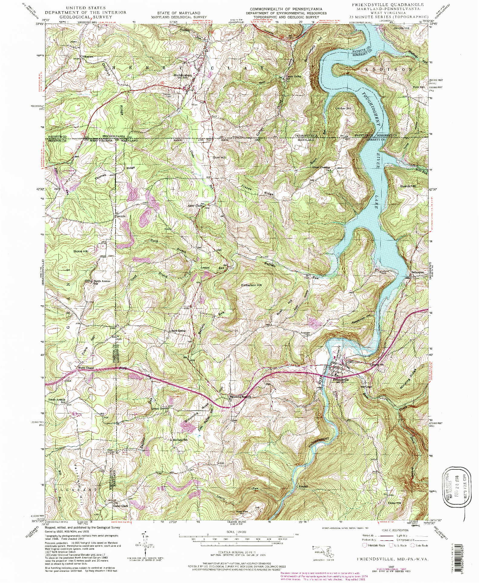 USGS 1:24000-SCALE QUADRANGLE FOR FRIENDSVILLE, MD 1947