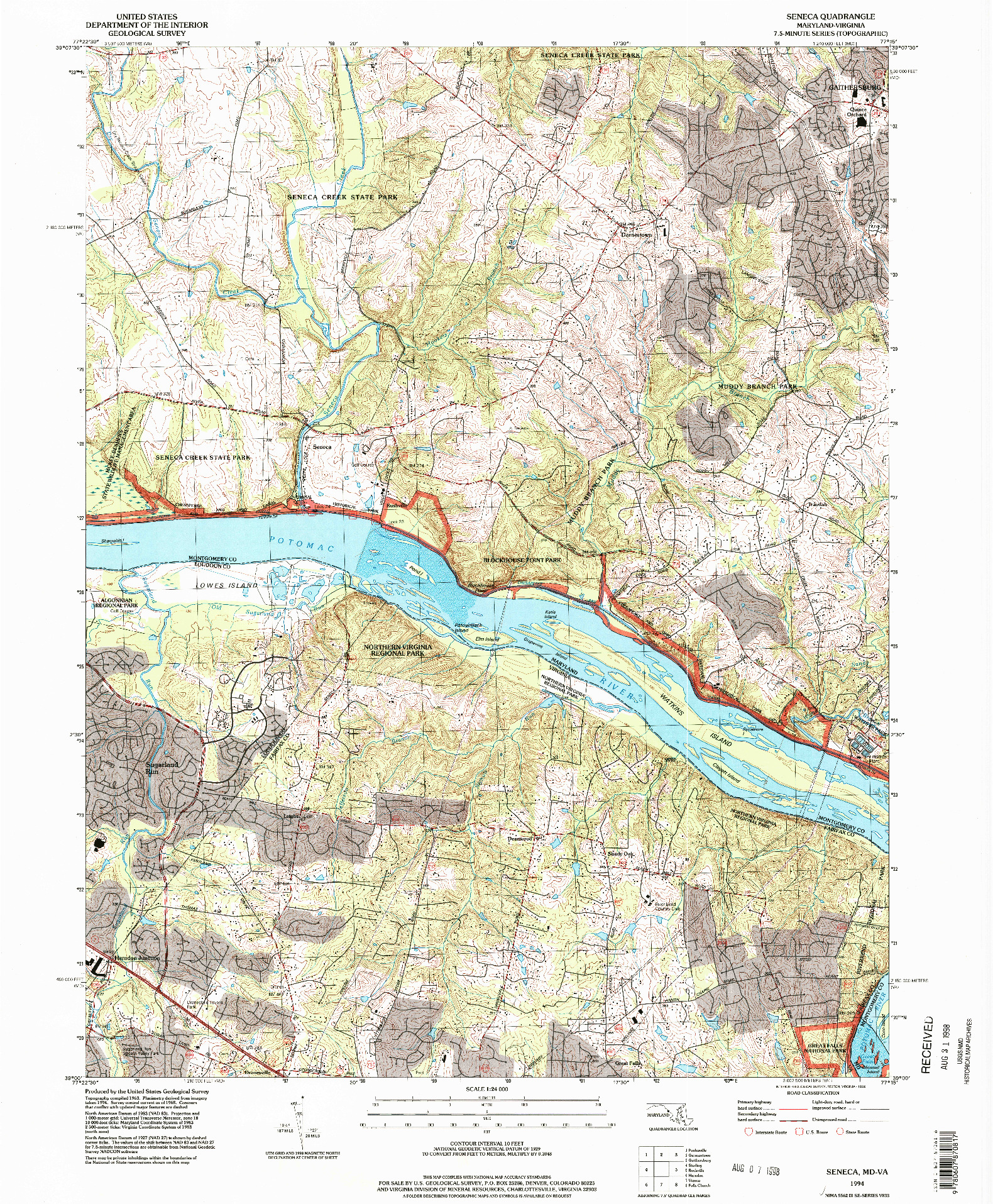 USGS 1:24000-SCALE QUADRANGLE FOR SENECA, MD 1994