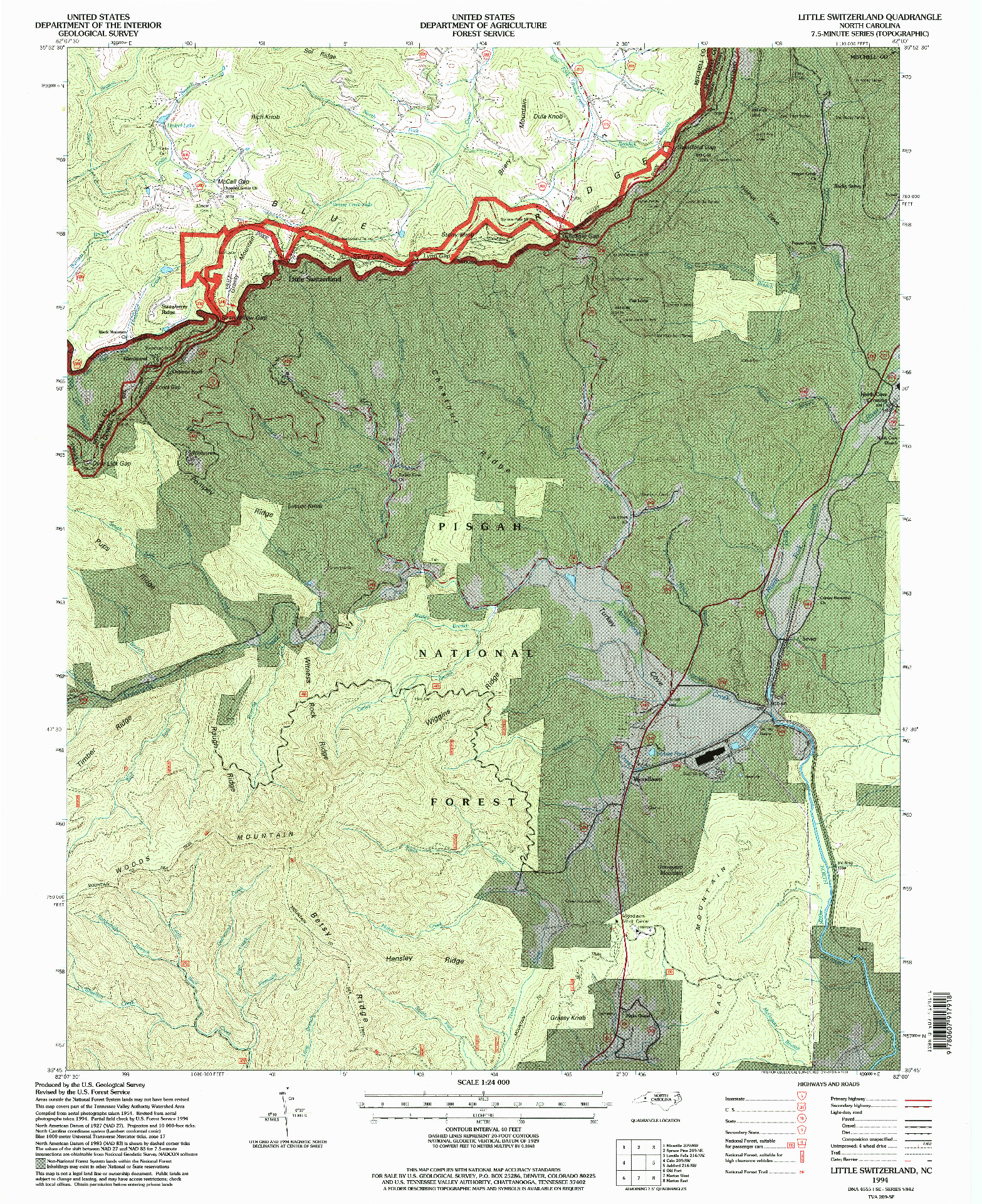 USGS 1:24000-SCALE QUADRANGLE FOR LITTLE SWITZERLAND, NC 1994