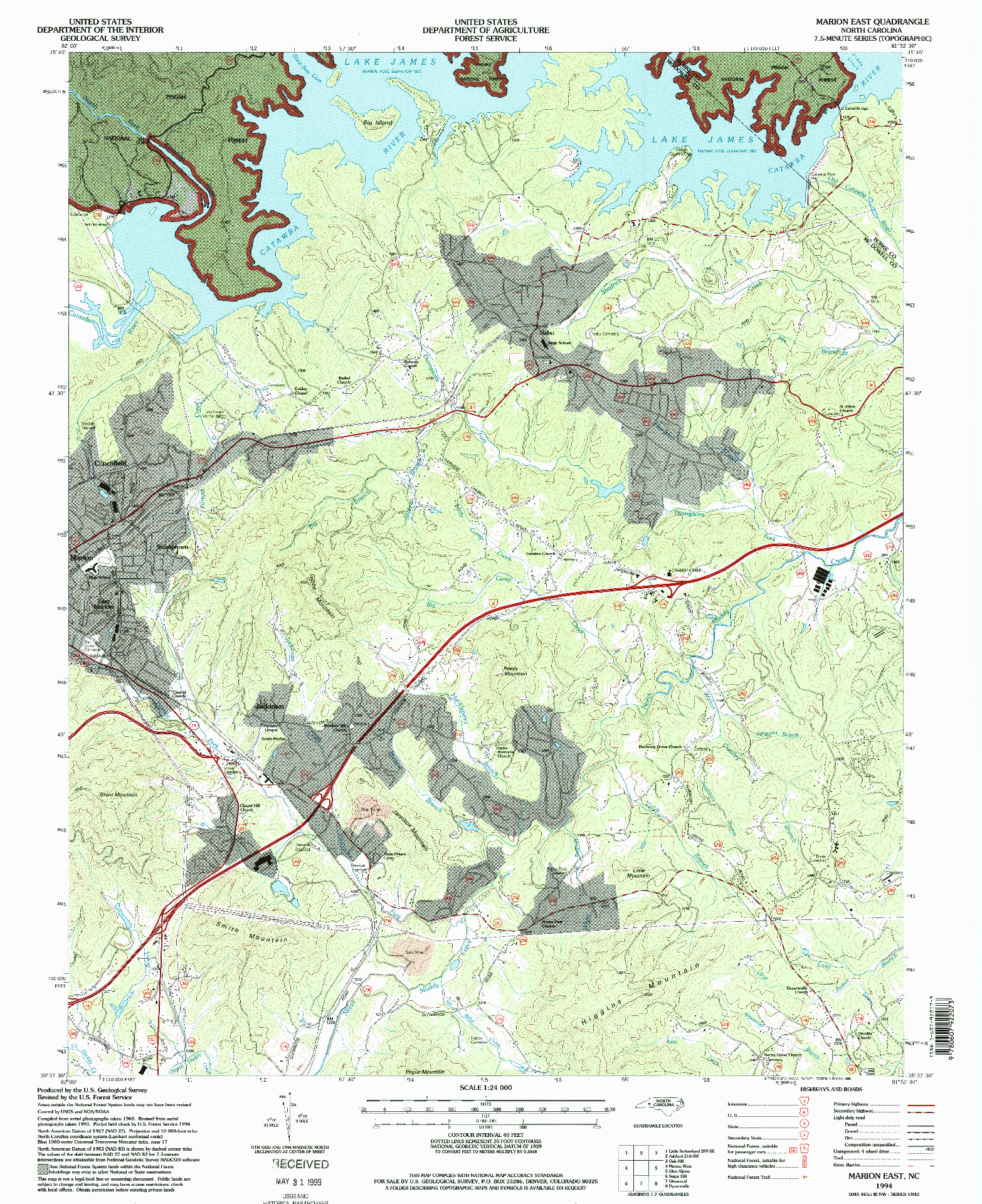 USGS 1:24000-SCALE QUADRANGLE FOR MARION EAST, NC 1994