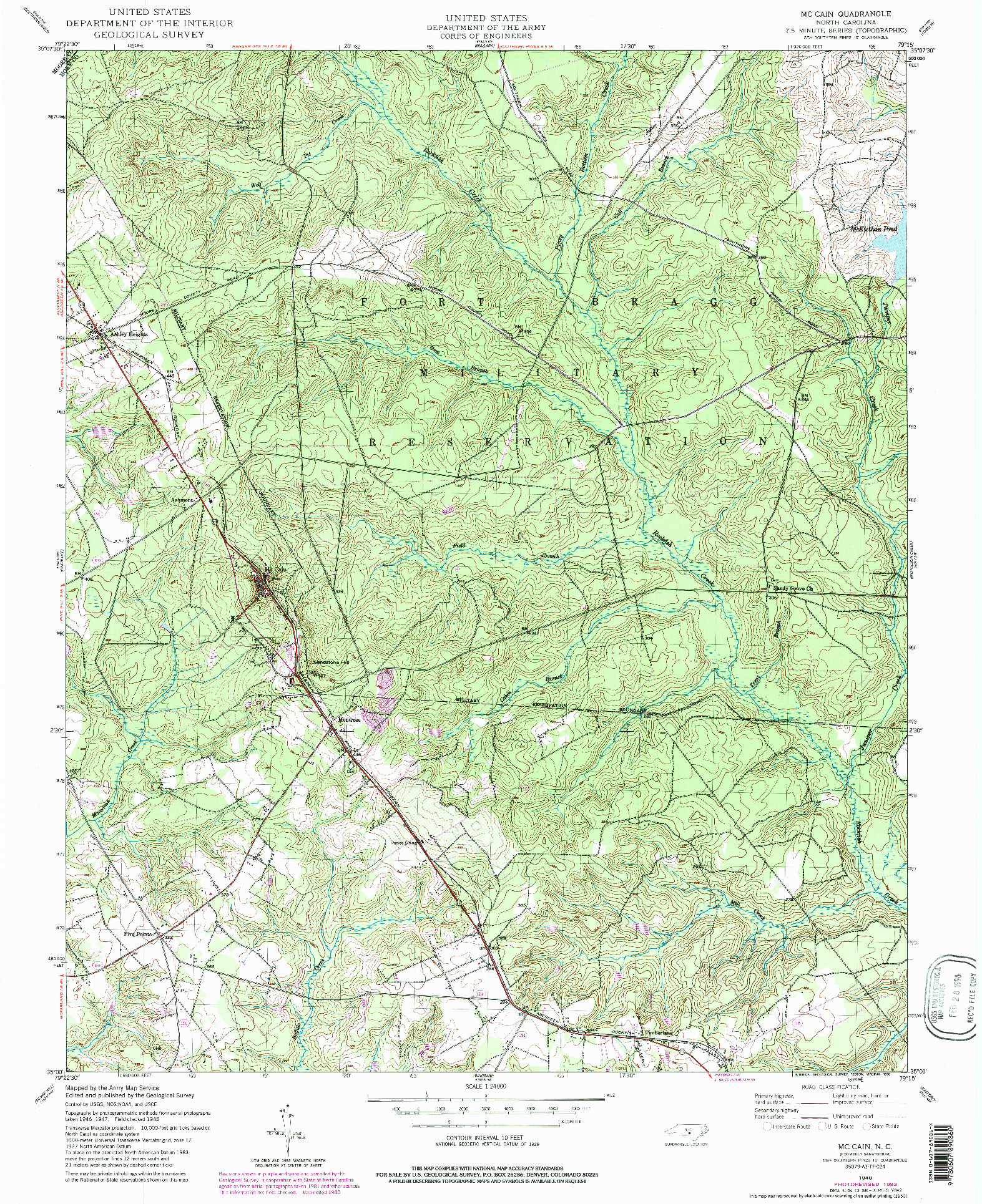 USGS 1:24000-SCALE QUADRANGLE FOR MC CAIN, NC 1948