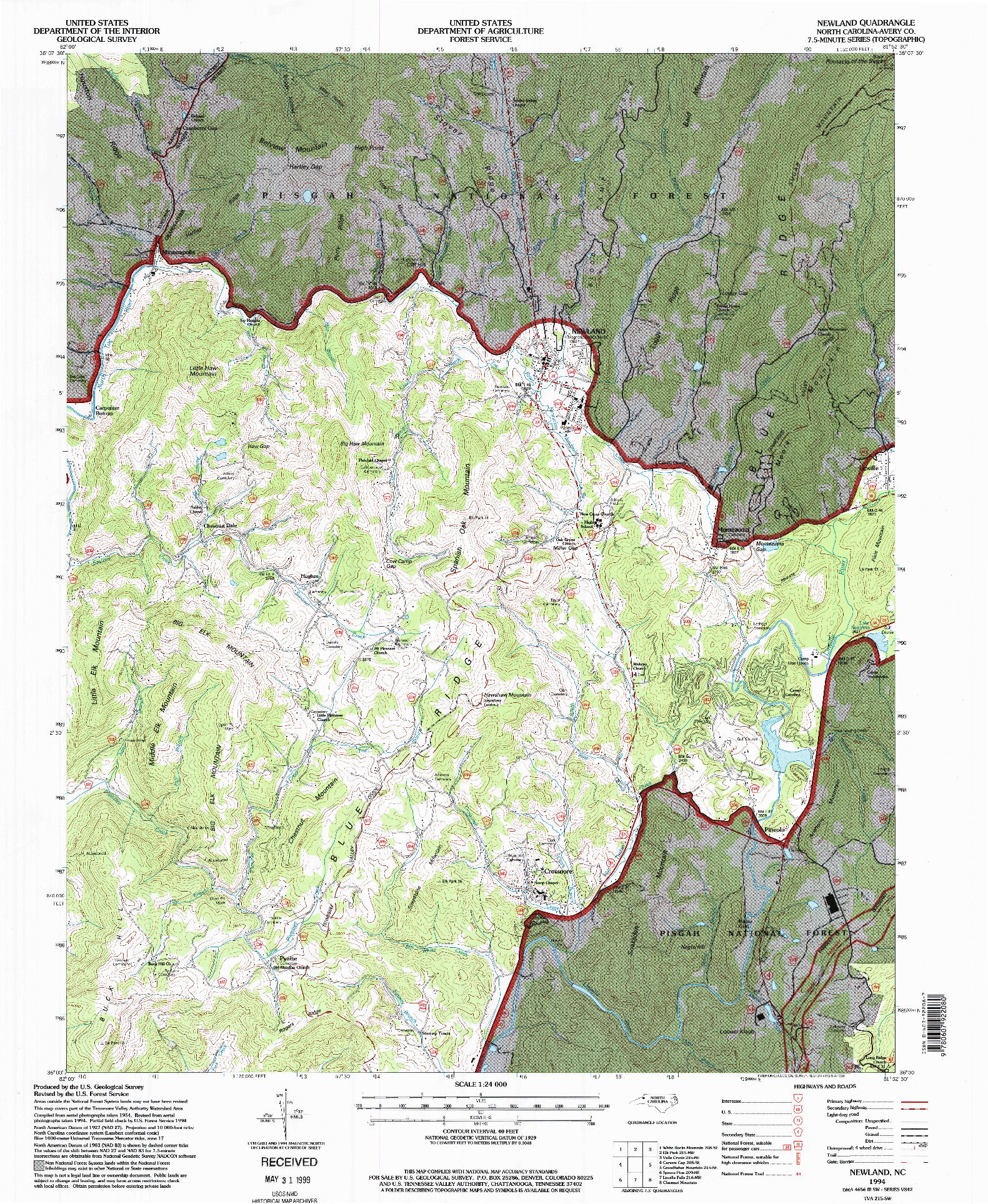 USGS 1:24000-SCALE QUADRANGLE FOR NEWLAND NW, NC 1994