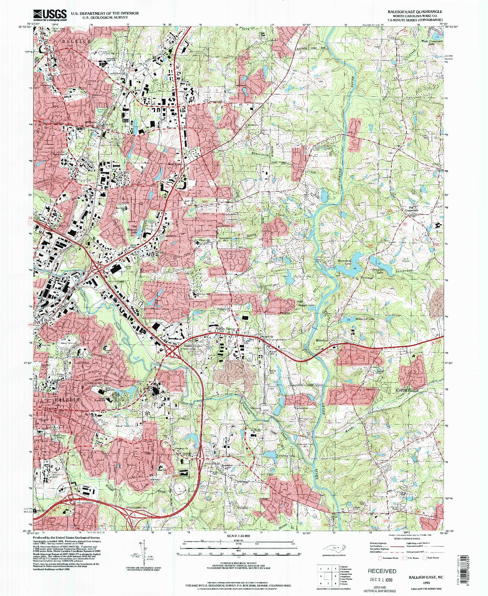 USGS 1:24000-SCALE QUADRANGLE FOR RALEIGH EAST, NC 1993