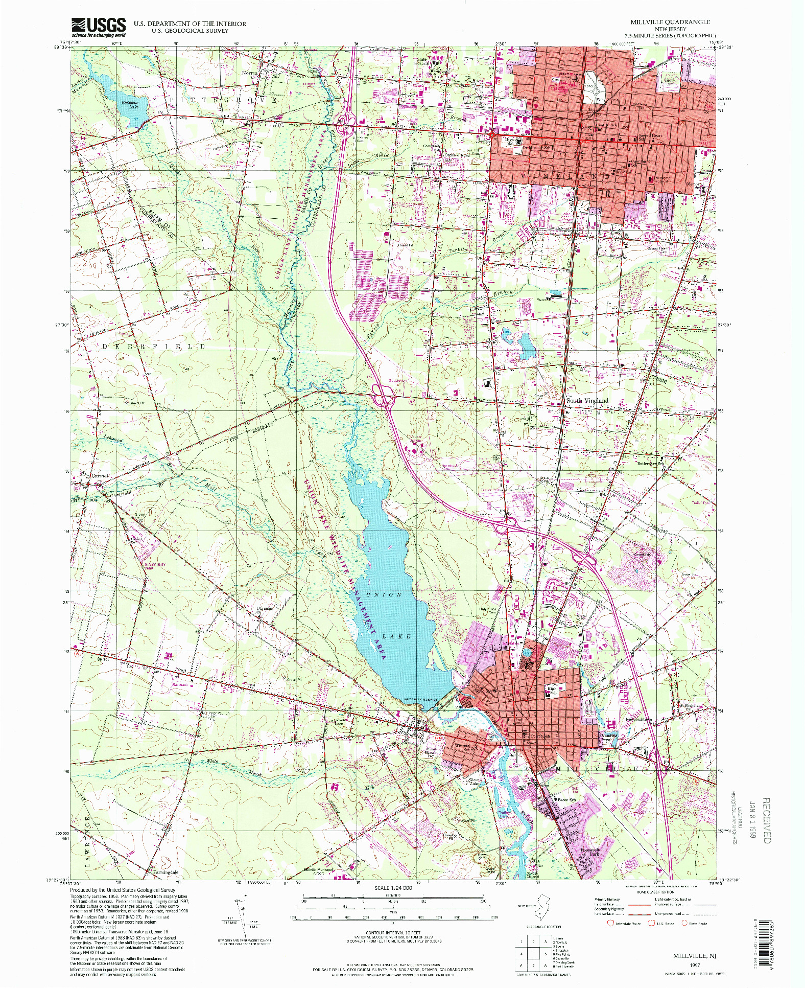 USGS 1:24000-SCALE QUADRANGLE FOR MILLVILLE, NJ 1997