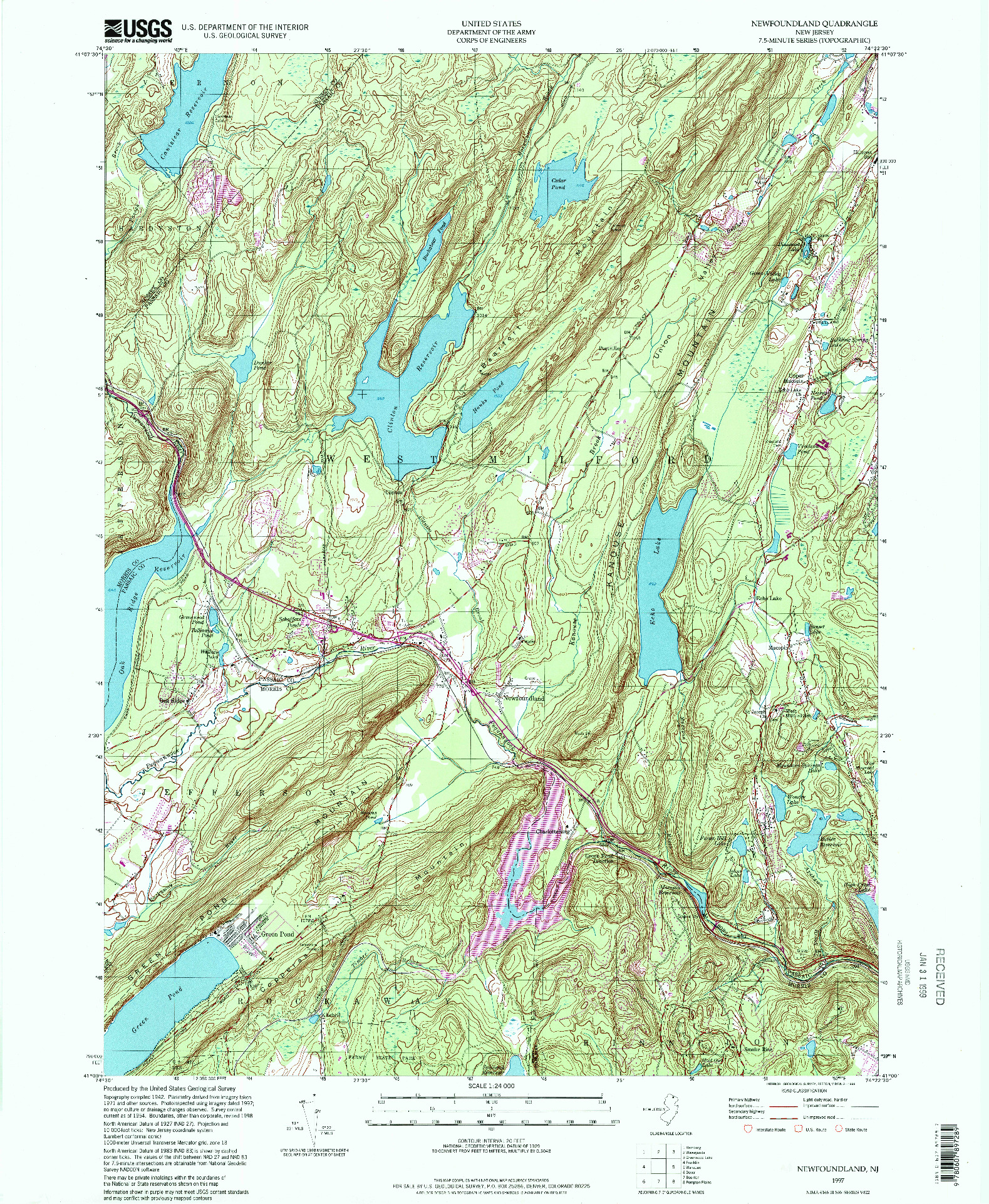 USGS 1:24000-SCALE QUADRANGLE FOR NEWFOUNDLAND, NJ 1997