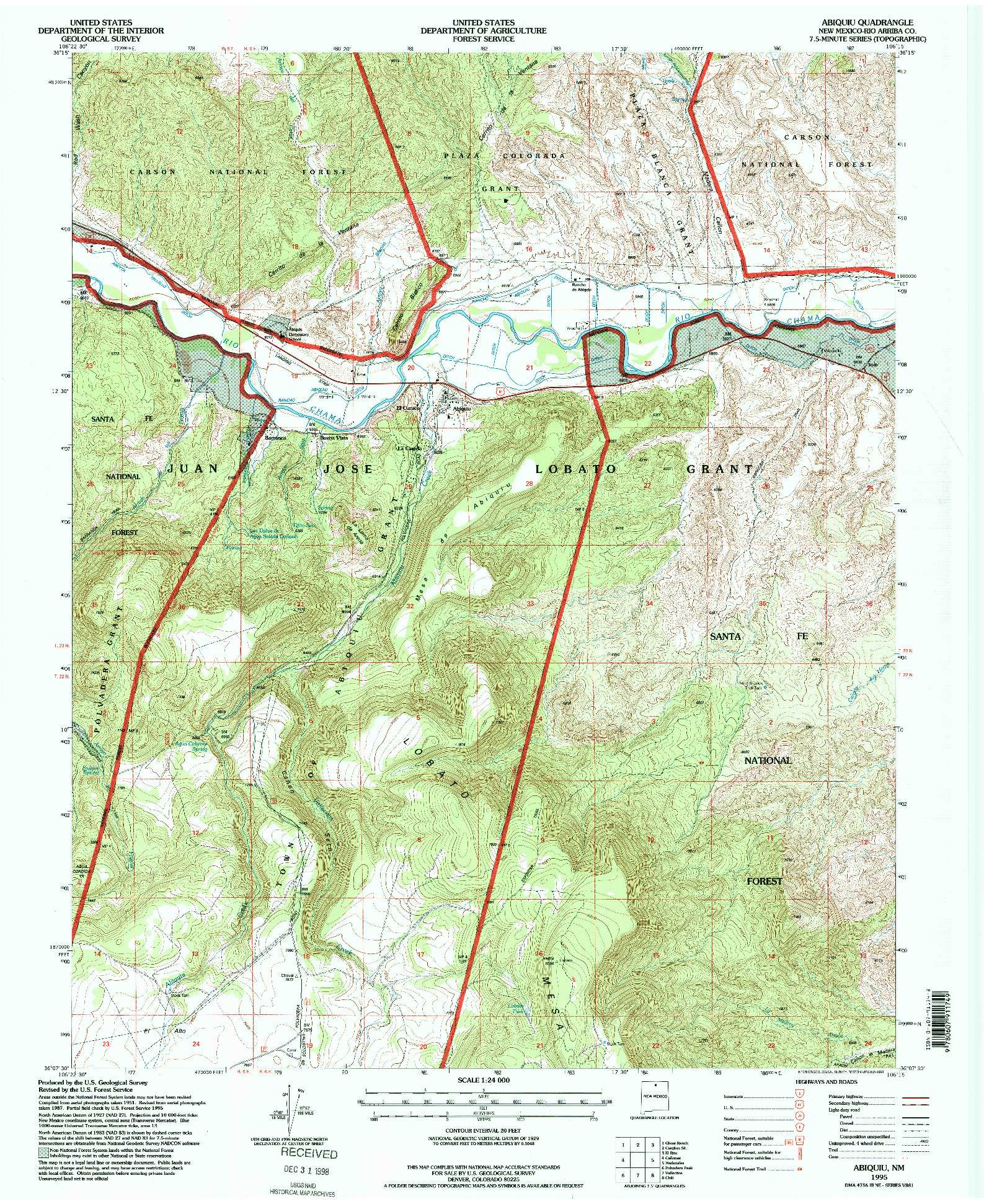 USGS 1:24000-SCALE QUADRANGLE FOR ABIQUIU, NM 1995