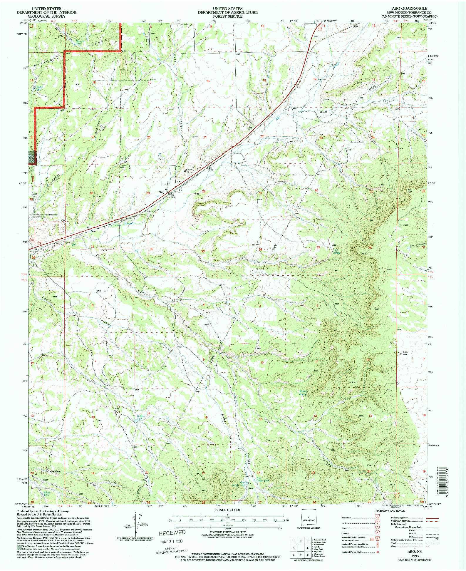 USGS 1:24000-SCALE QUADRANGLE FOR ABO, NM 1995