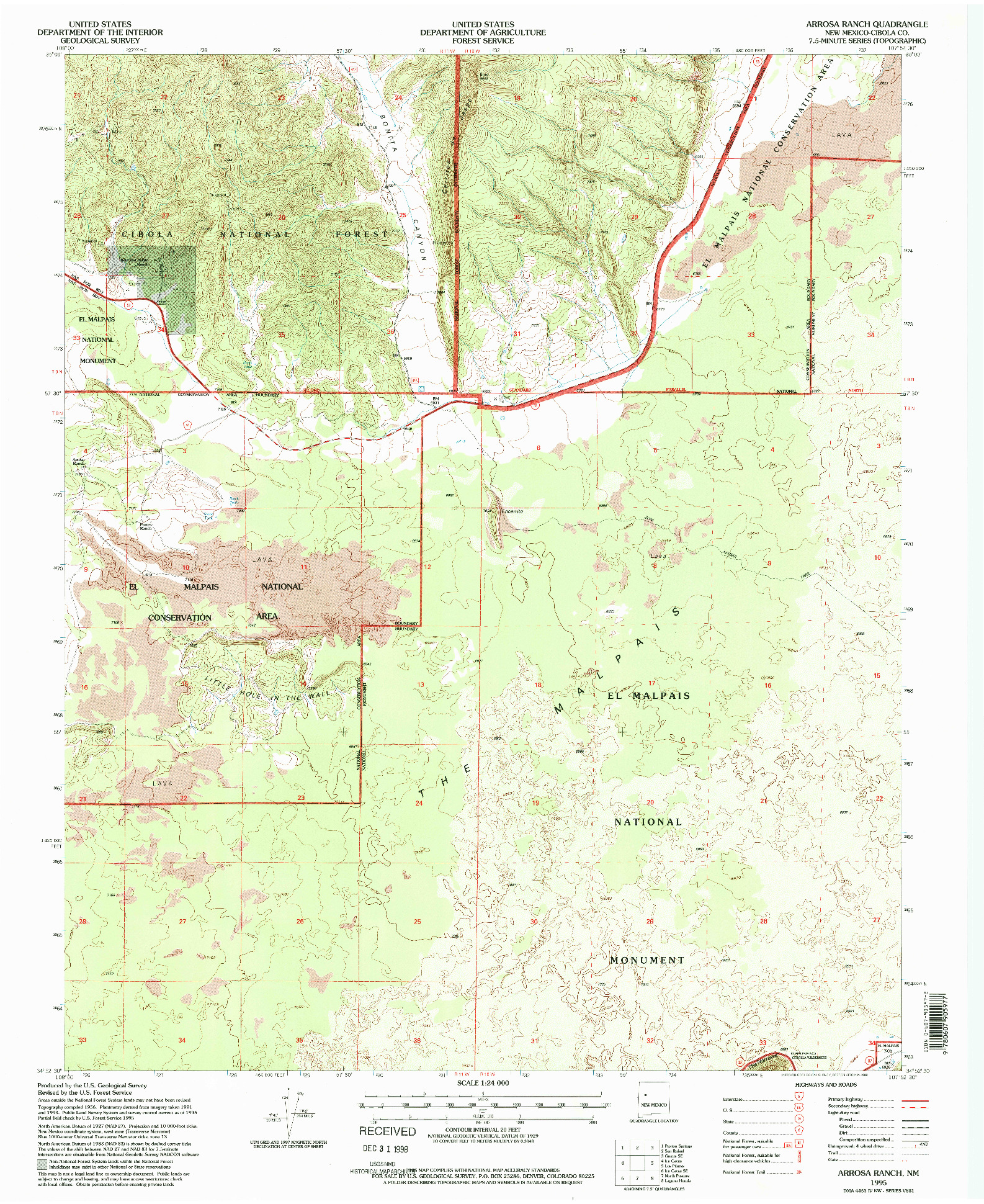 USGS 1:24000-SCALE QUADRANGLE FOR ARROSA RANCH, NM 1995