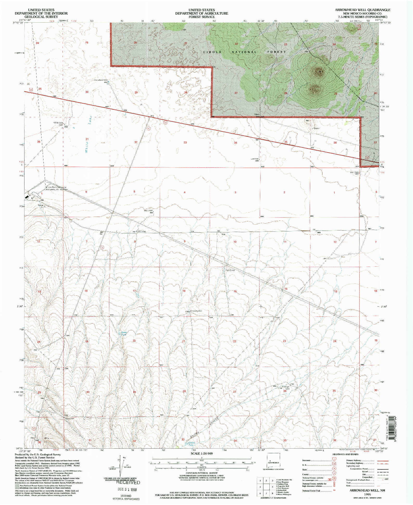 USGS 1:24000-SCALE QUADRANGLE FOR ARROWHEAD WELL, NM 1995