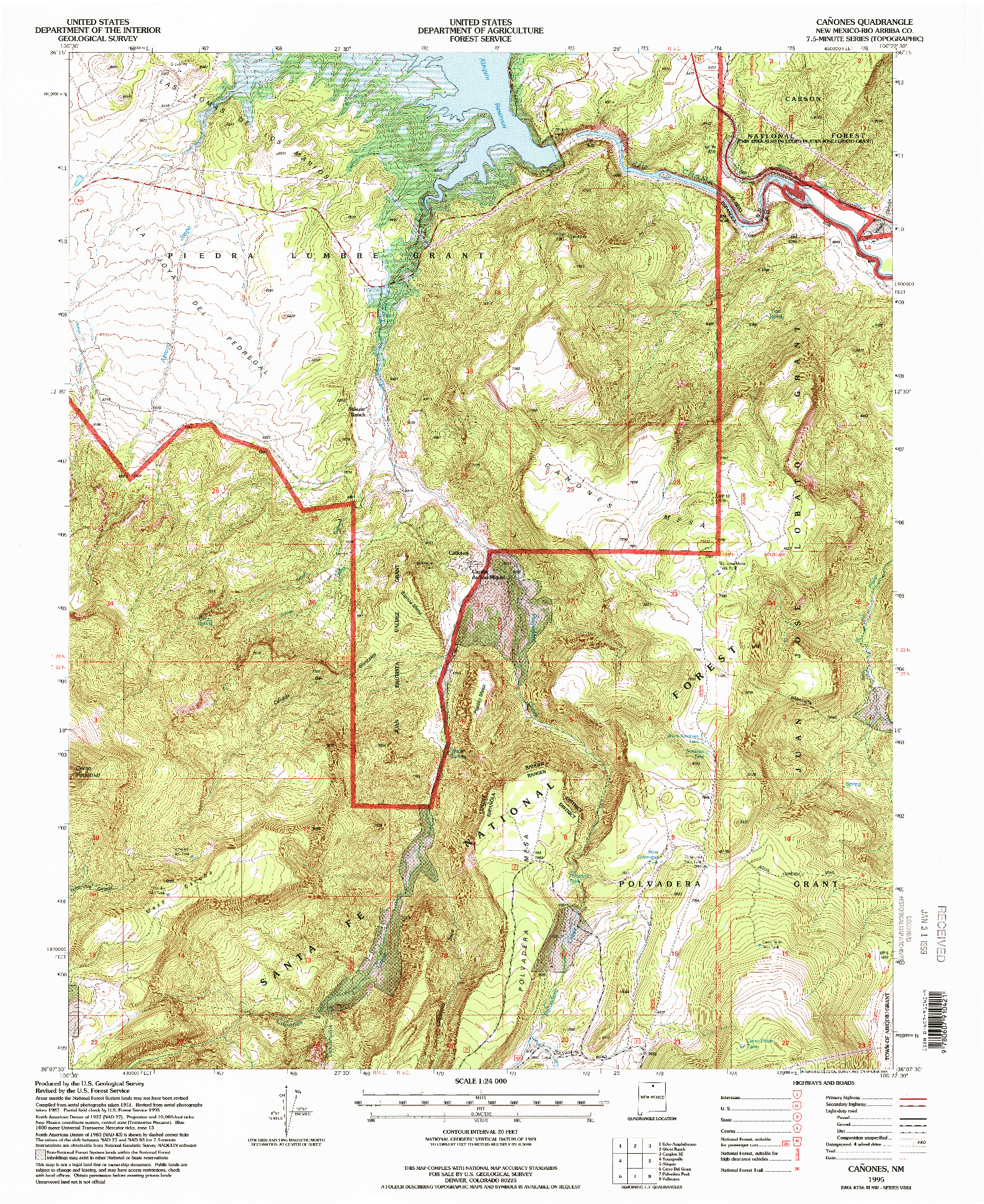 USGS 1:24000-SCALE QUADRANGLE FOR CANONES, NM 1995