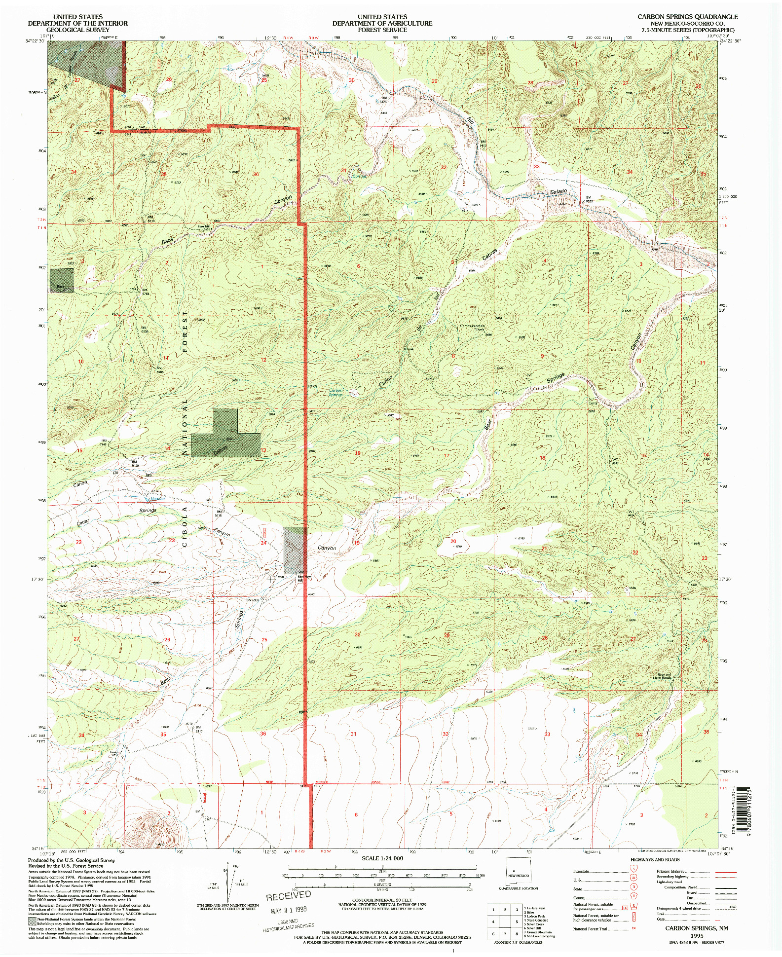 USGS 1:24000-SCALE QUADRANGLE FOR CARBON SPRINGS, NM 1995