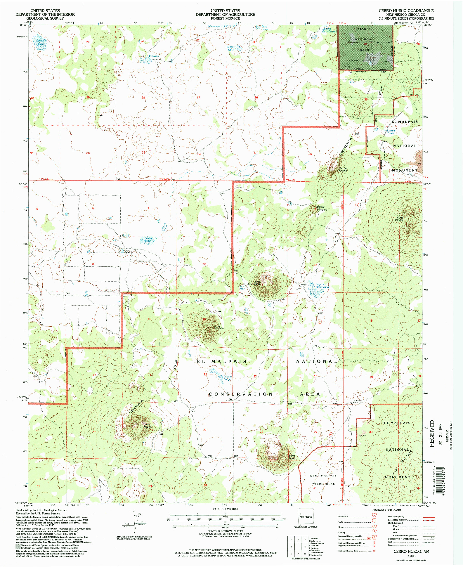 USGS 1:24000-SCALE QUADRANGLE FOR CERRO HUECO, NM 1995