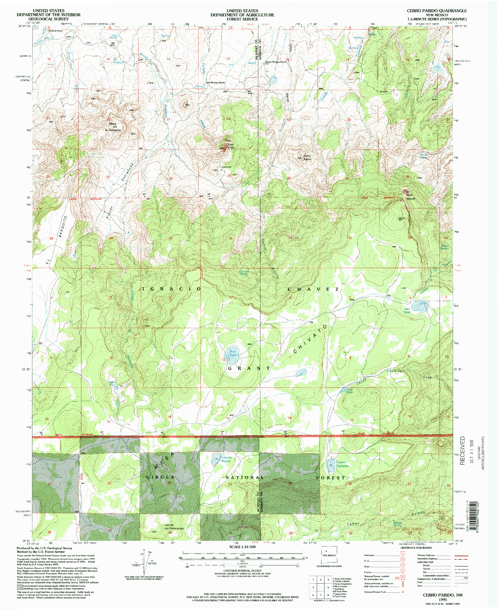 USGS 1:24000-SCALE QUADRANGLE FOR CERRO PARIDO, NM 1995