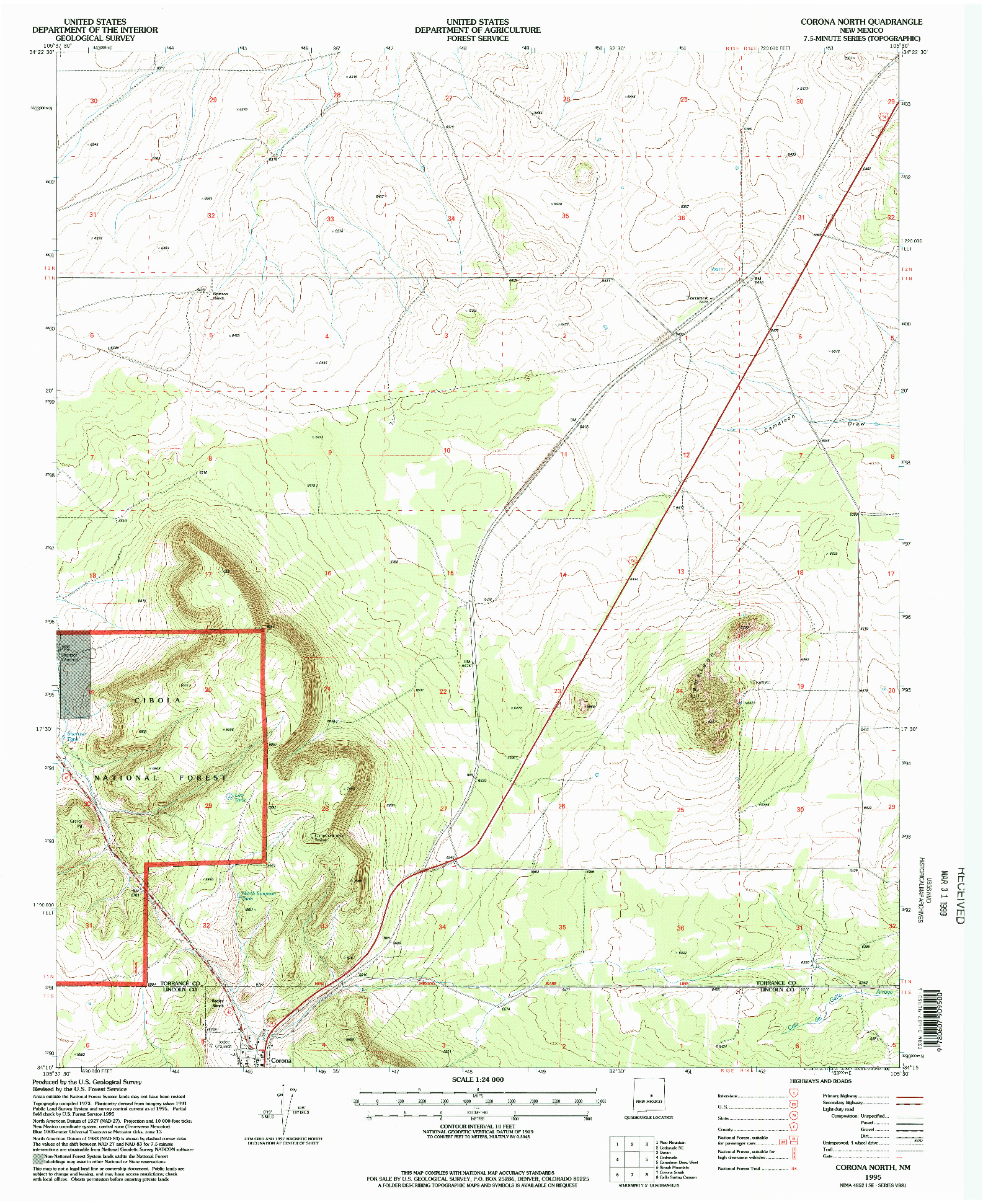 USGS 1:24000-SCALE QUADRANGLE FOR CORONA NORTH, NM 1995