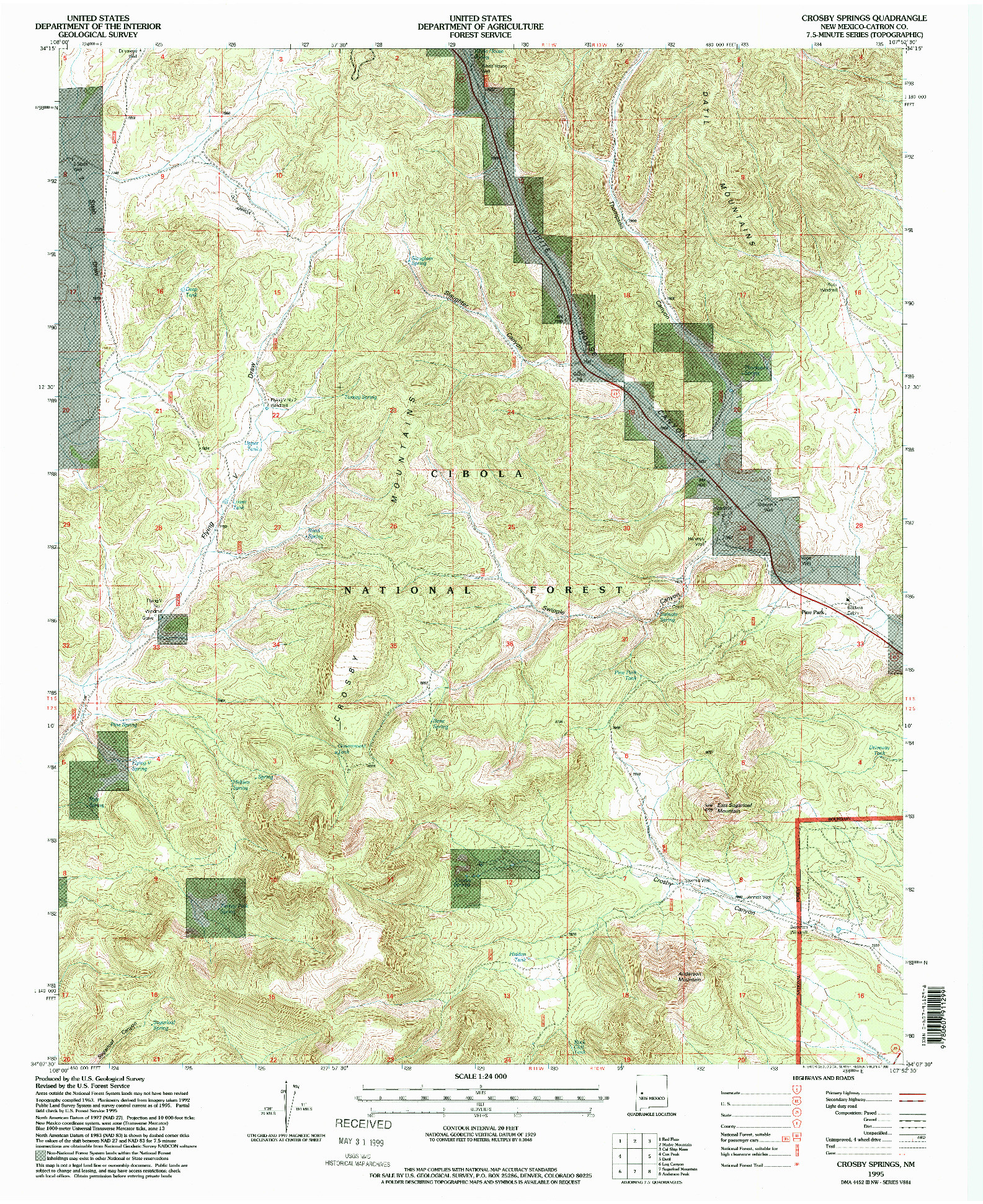 USGS 1:24000-SCALE QUADRANGLE FOR CROSBY SPRINGS, NM 1995