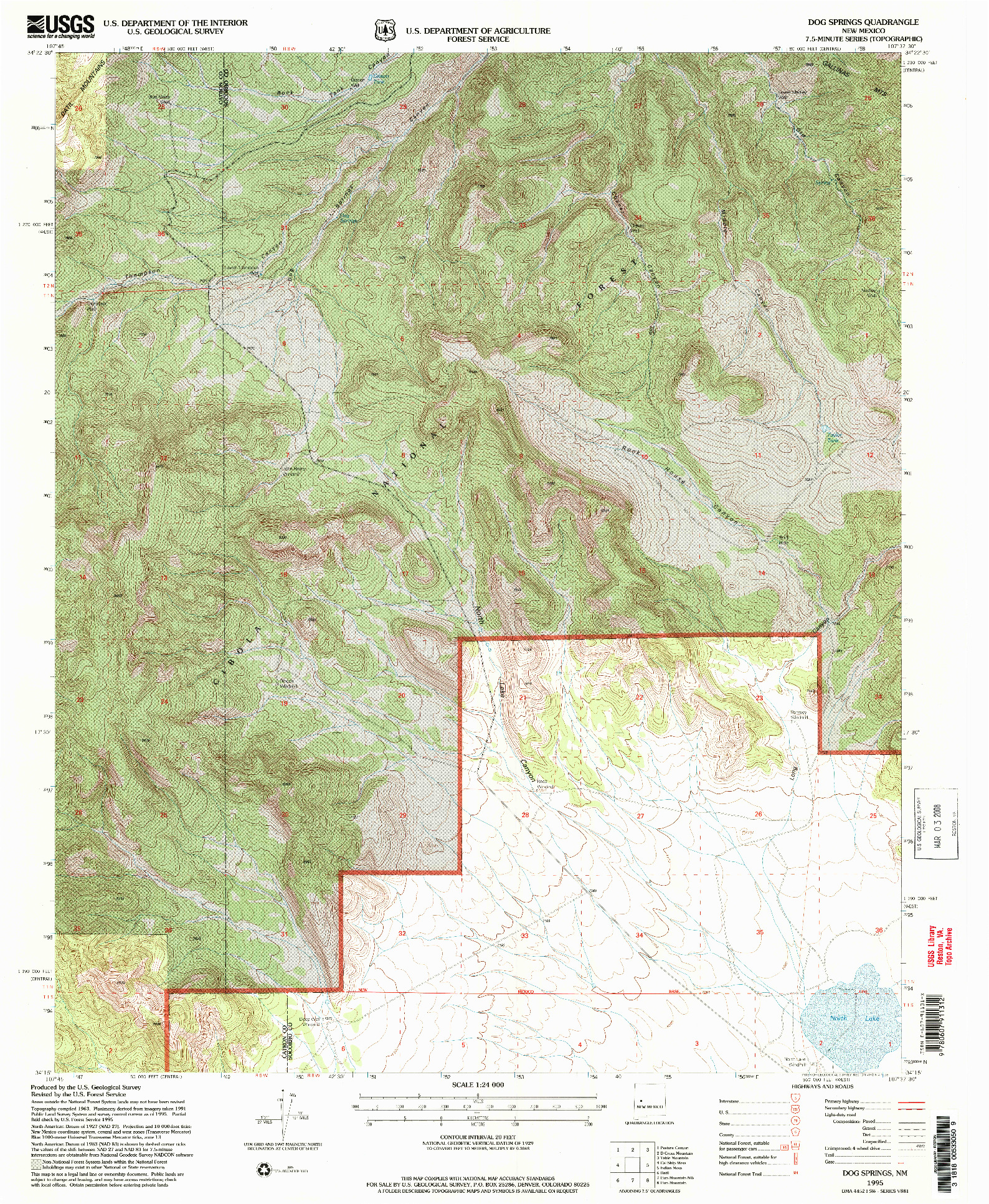USGS 1:24000-SCALE QUADRANGLE FOR DOG SPRINGS, NM 1995