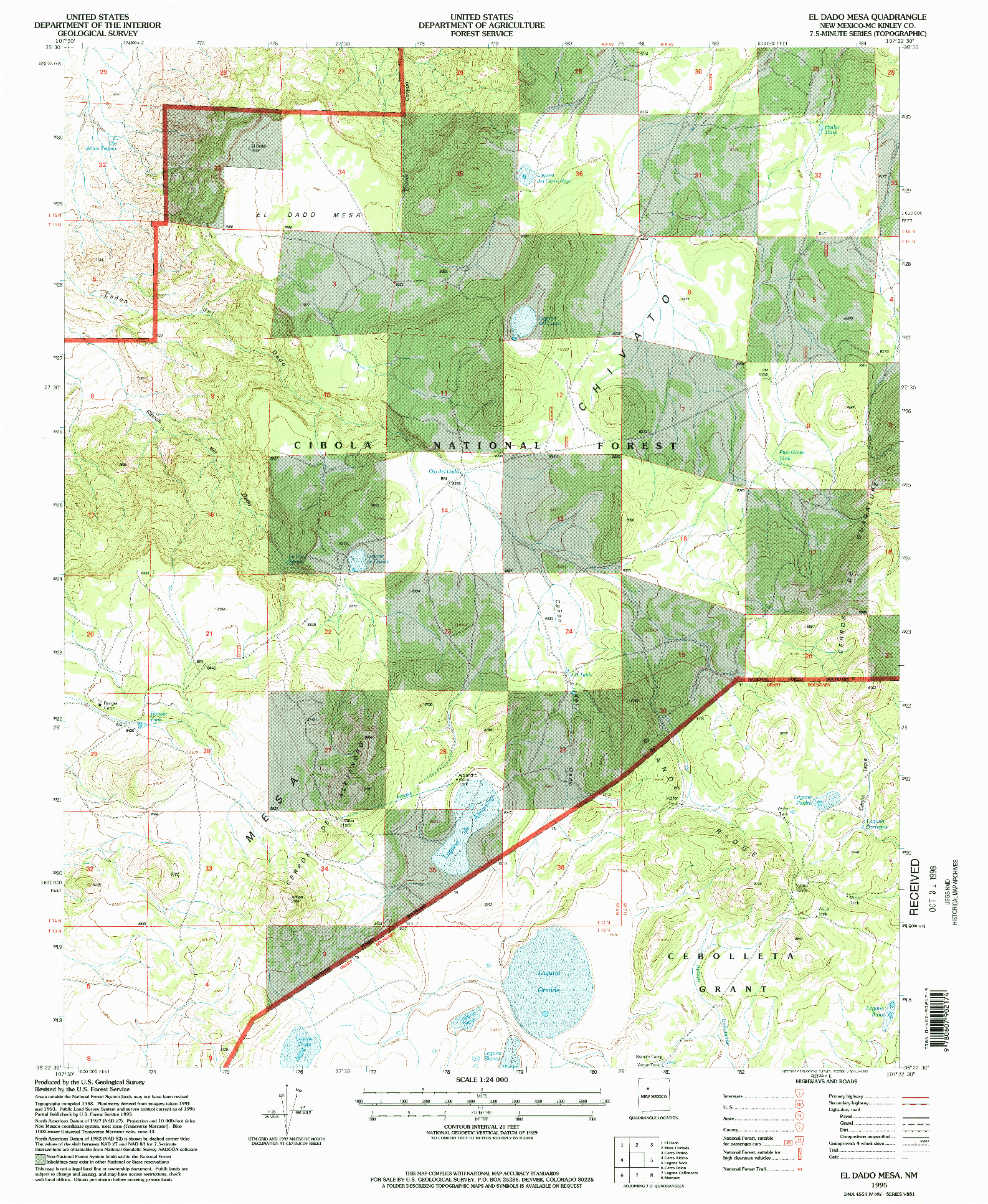 USGS 1:24000-SCALE QUADRANGLE FOR EL DADO MESA, NM 1995