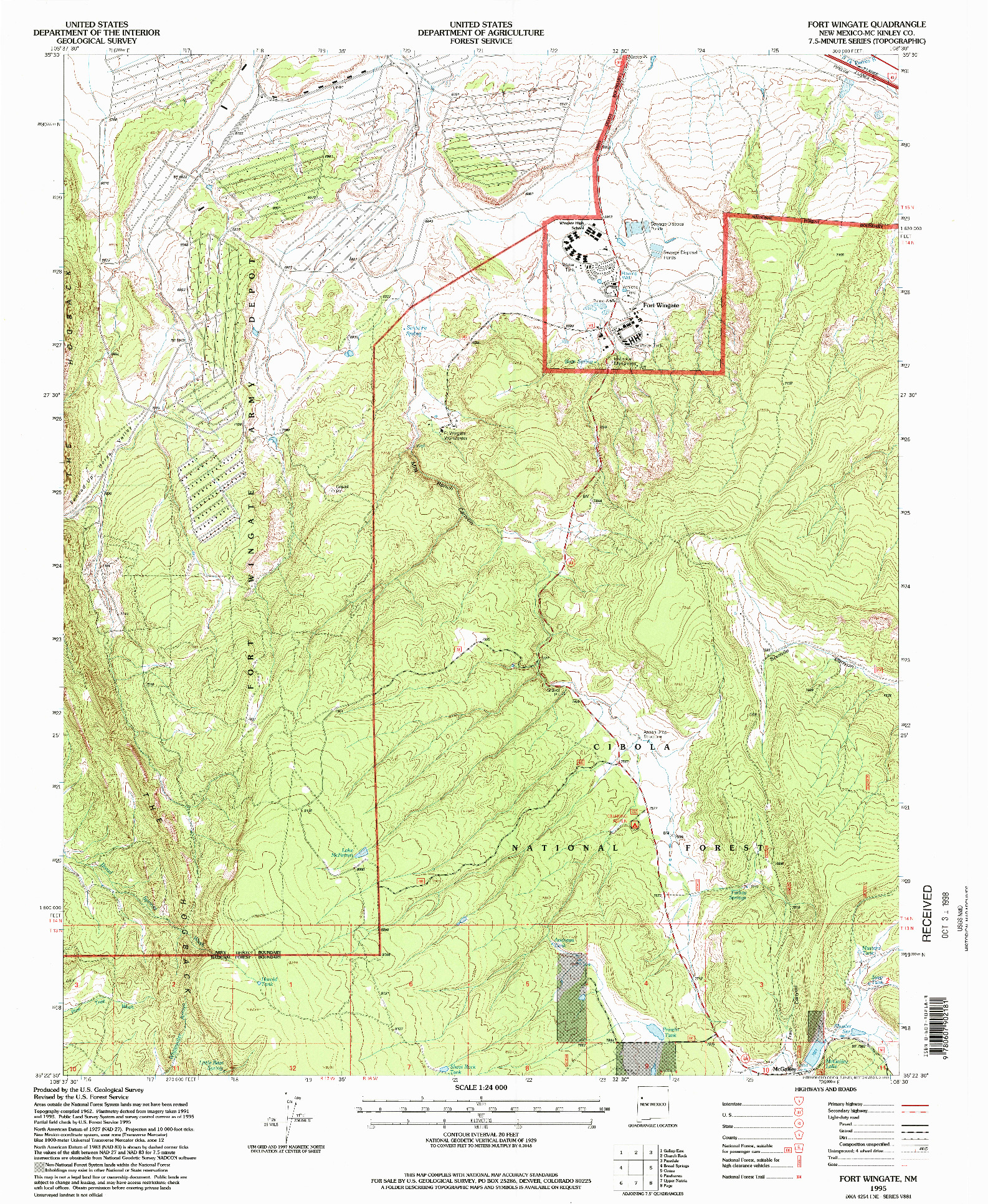 USGS 1:24000-SCALE QUADRANGLE FOR FORT WINGATE, NM 1995