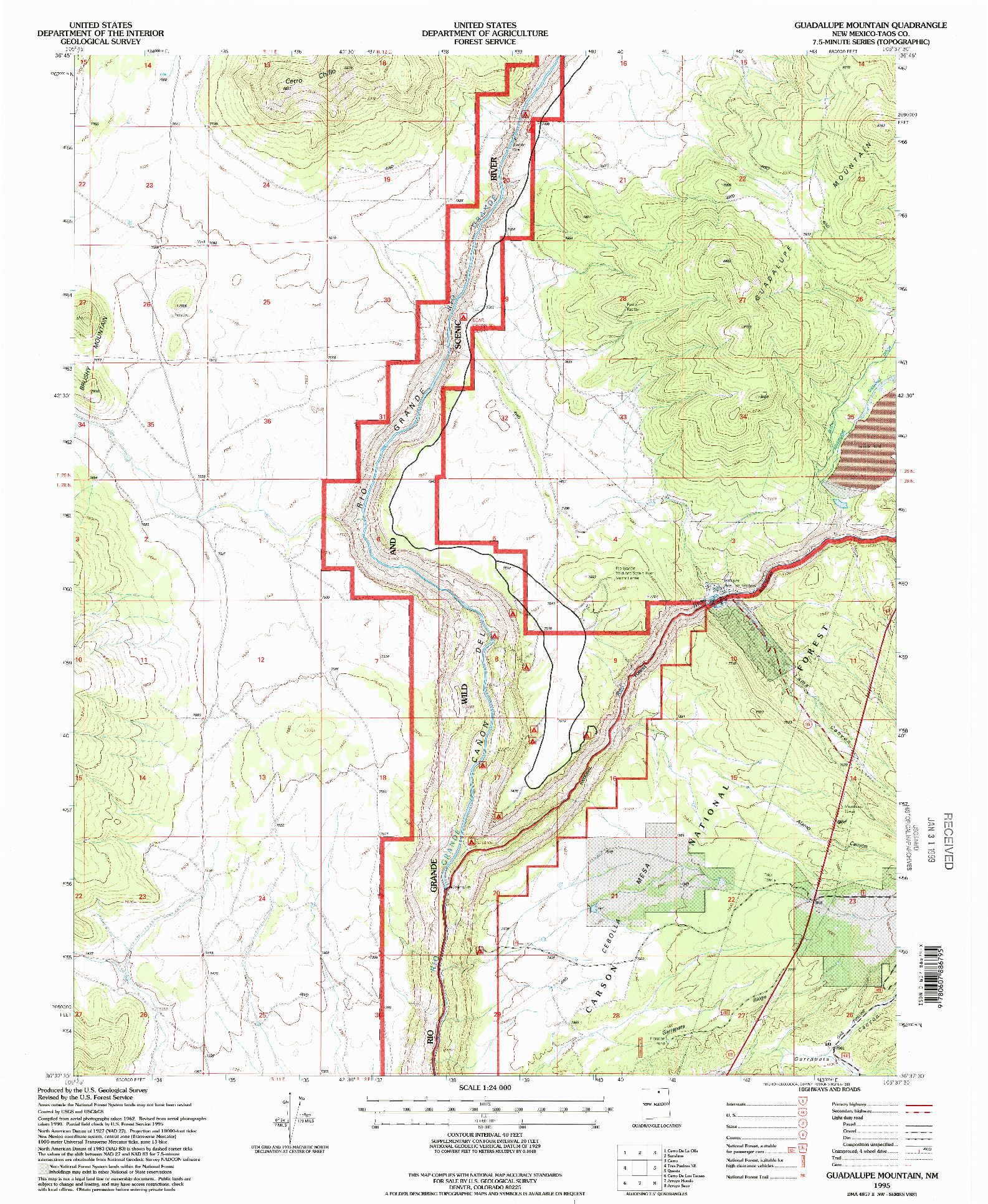 USGS 1:24000-SCALE QUADRANGLE FOR GUADALUPE MOUNTAIN, NM 1995
