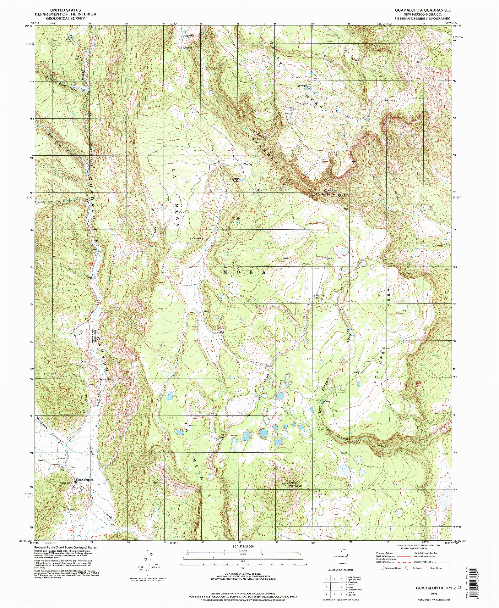 USGS 1:24000-SCALE QUADRANGLE FOR GUADALUPITA, NM 1994