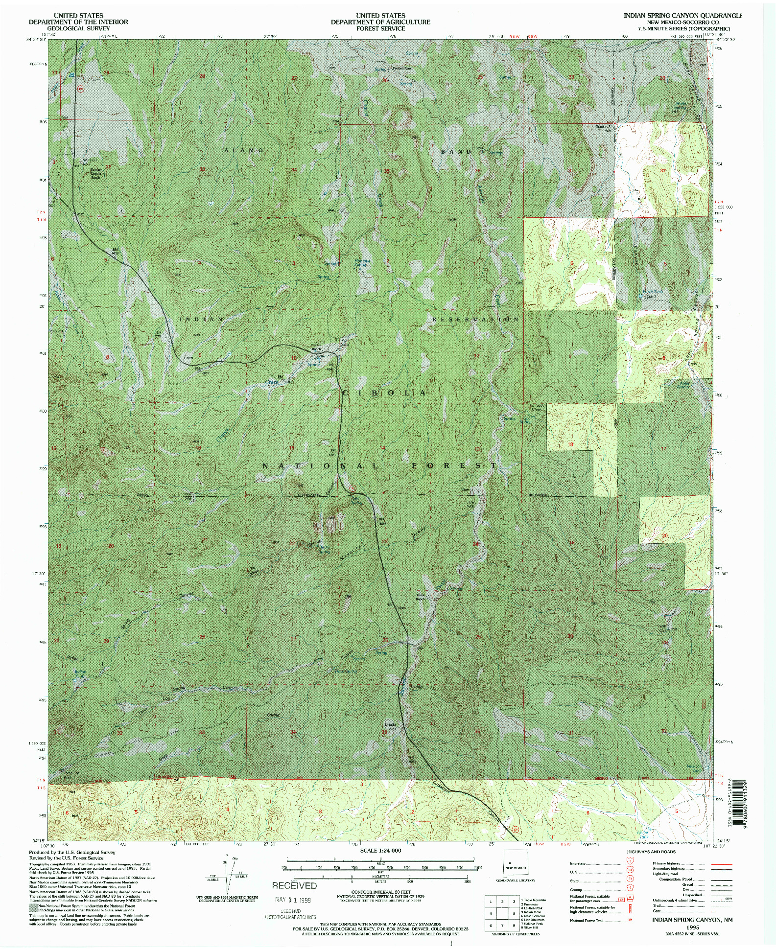 USGS 1:24000-SCALE QUADRANGLE FOR INDIAN SPRING CANYON, NM 1995