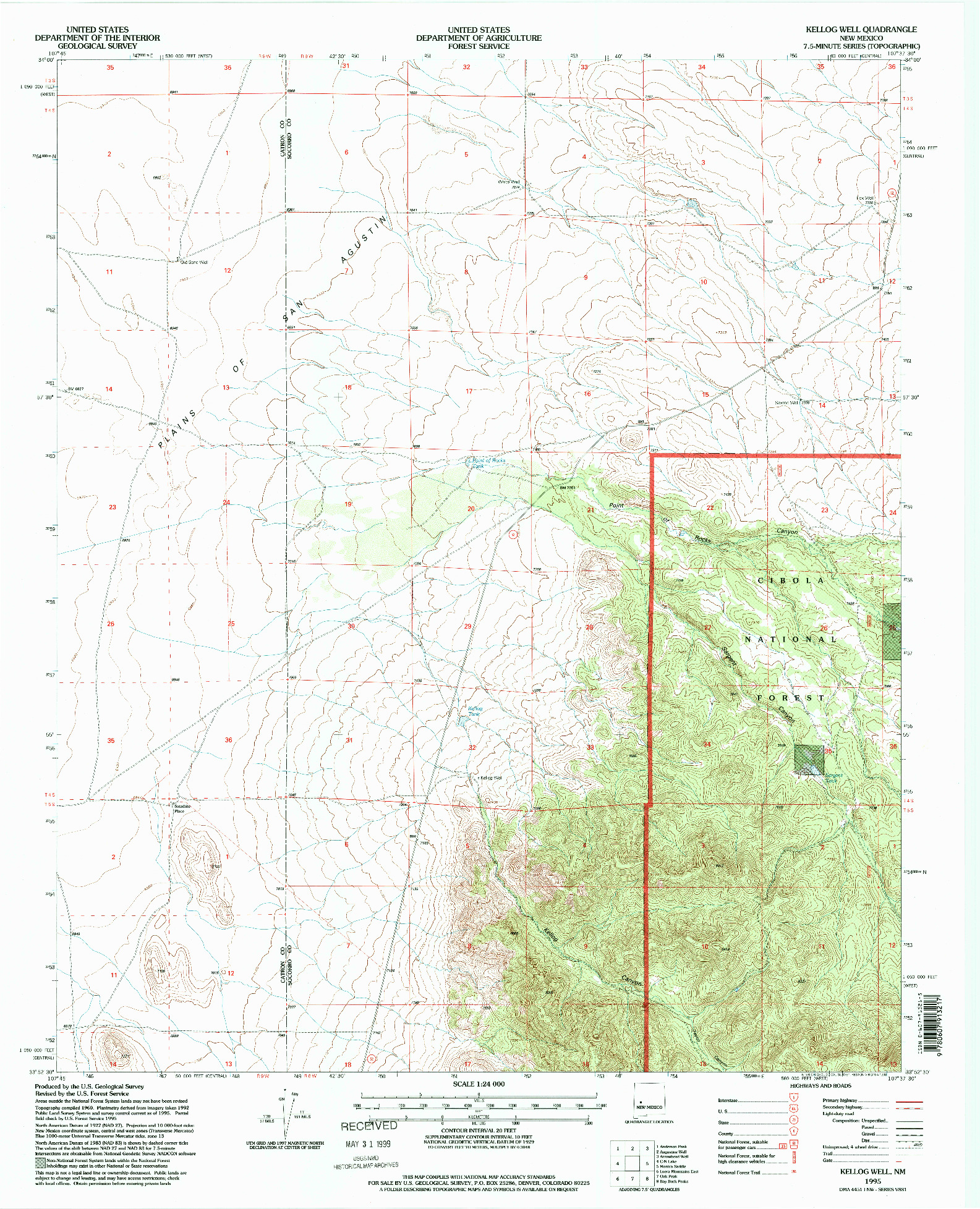 USGS 1:24000-SCALE QUADRANGLE FOR KELLOG WELL, NM 1995