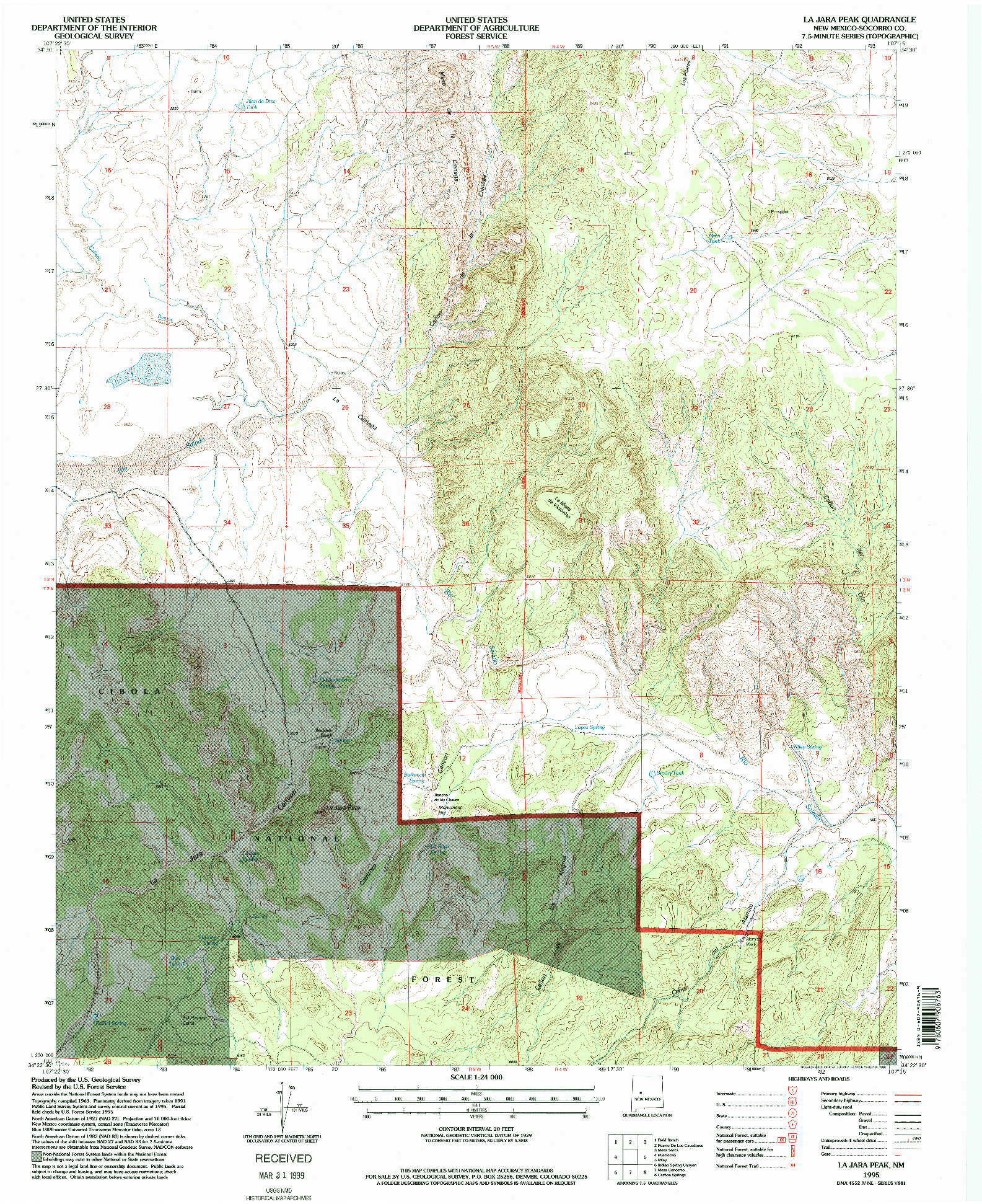 USGS 1:24000-SCALE QUADRANGLE FOR LA JARA PEAK, NM 1995