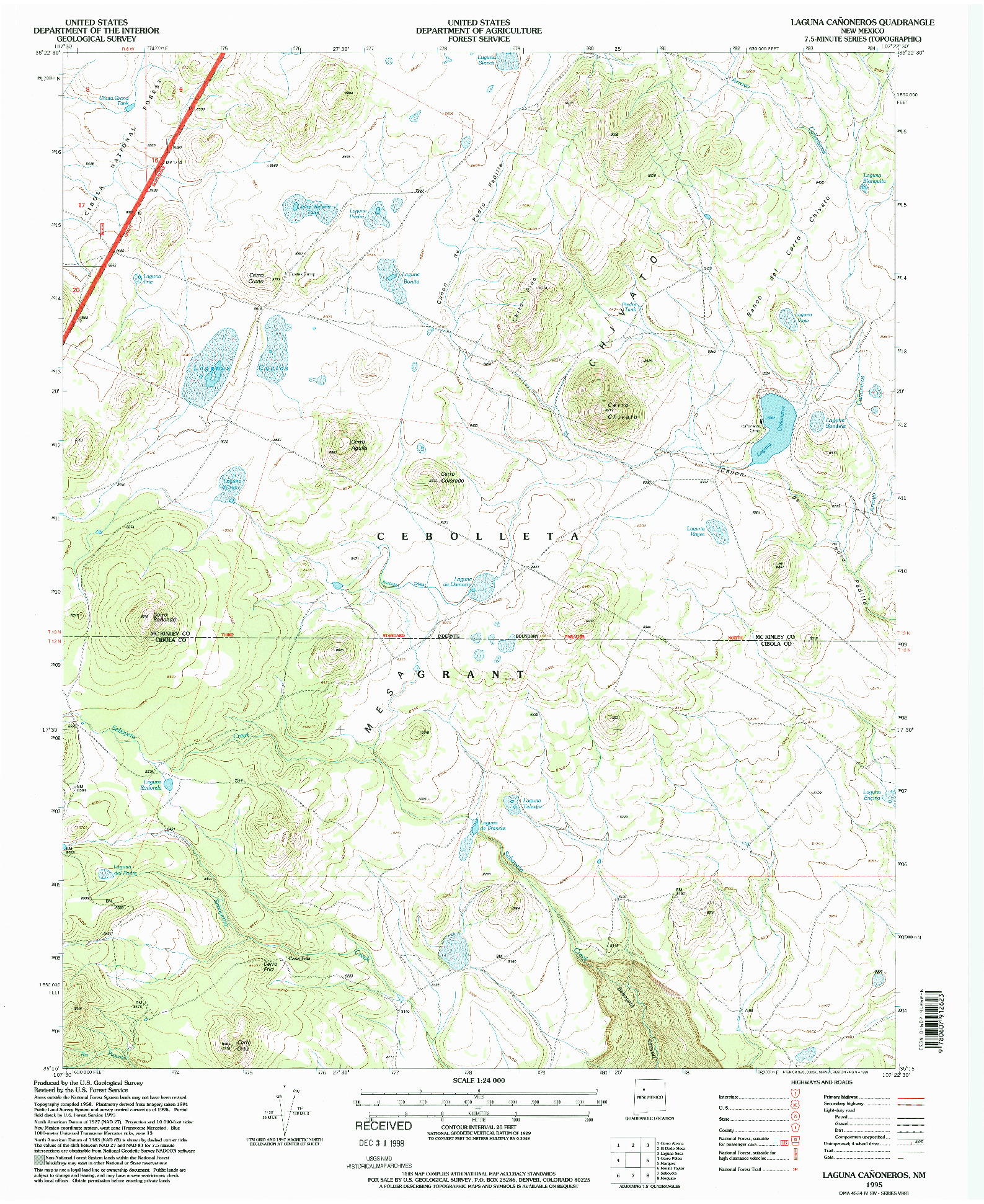 USGS 1:24000-SCALE QUADRANGLE FOR LAGUNA CANONEROS, NM 1995