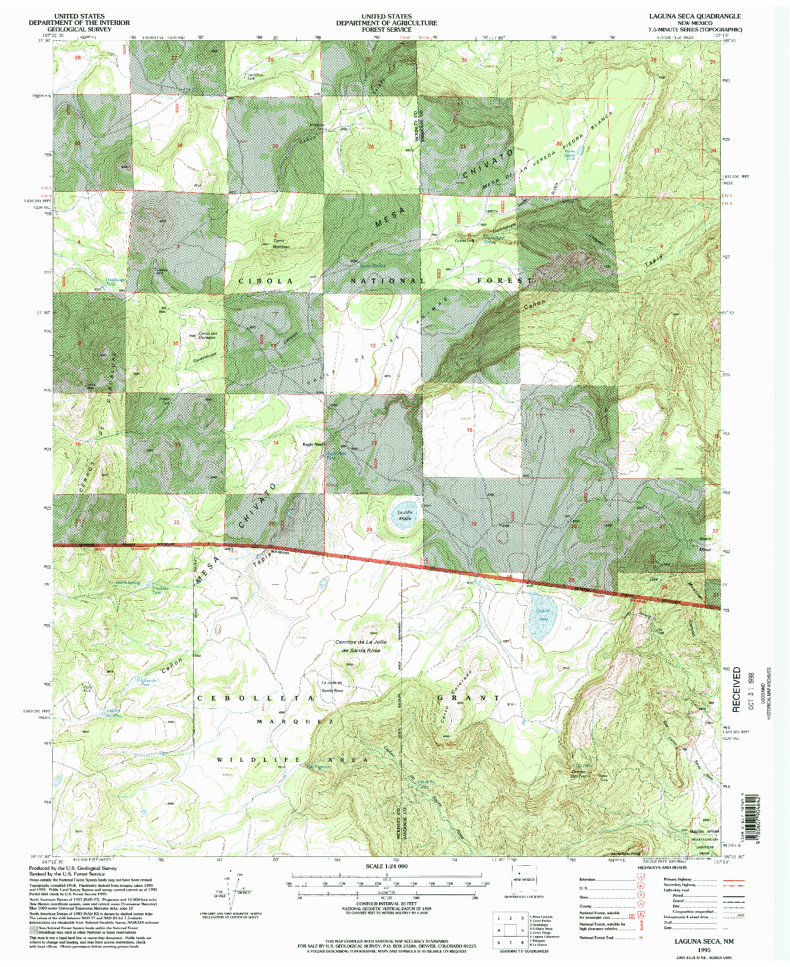 USGS 1:24000-SCALE QUADRANGLE FOR LAGUNA SECA, NM 1995