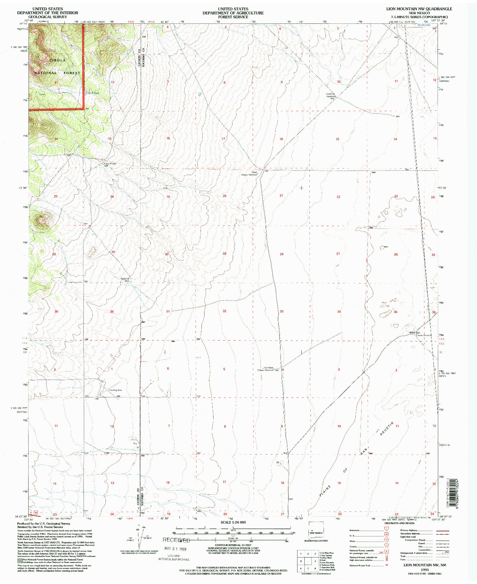 USGS 1:24000-SCALE QUADRANGLE FOR LION MOUNTAIN NW, NM 1995