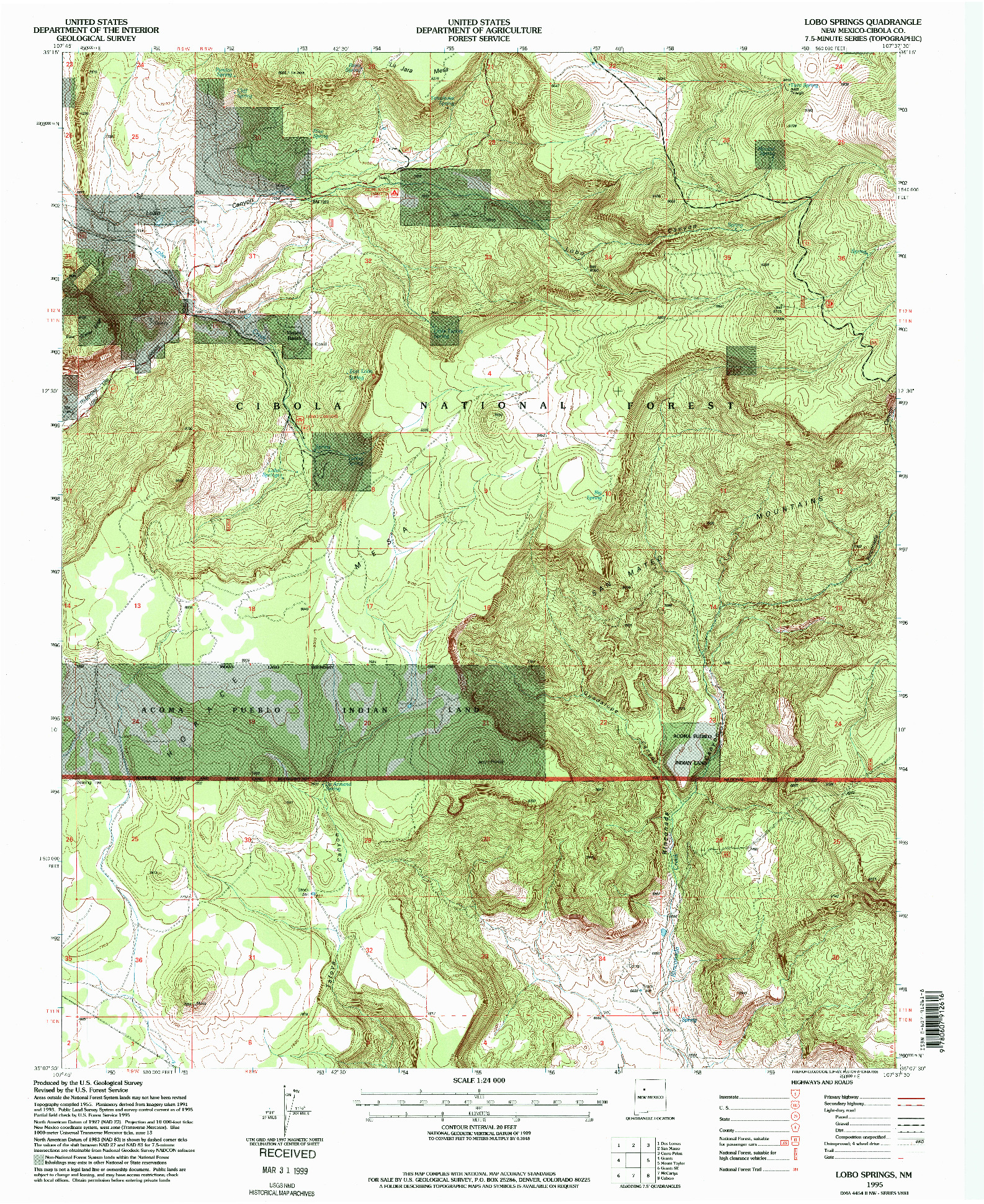 USGS 1:24000-SCALE QUADRANGLE FOR LOBO SPRINGS, NM 1995