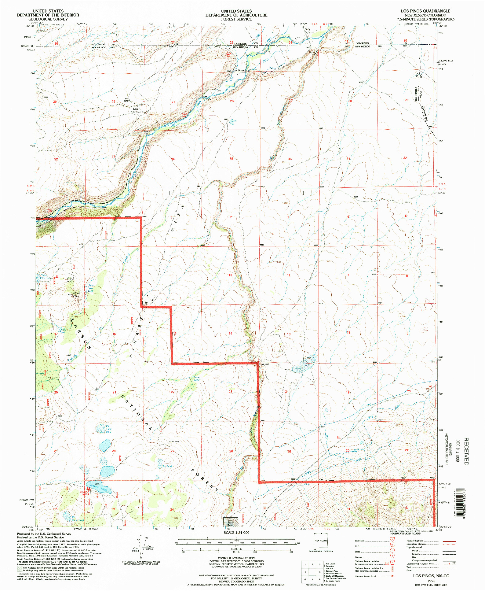 USGS 1:24000-SCALE QUADRANGLE FOR LOS PINOS, NM 1995