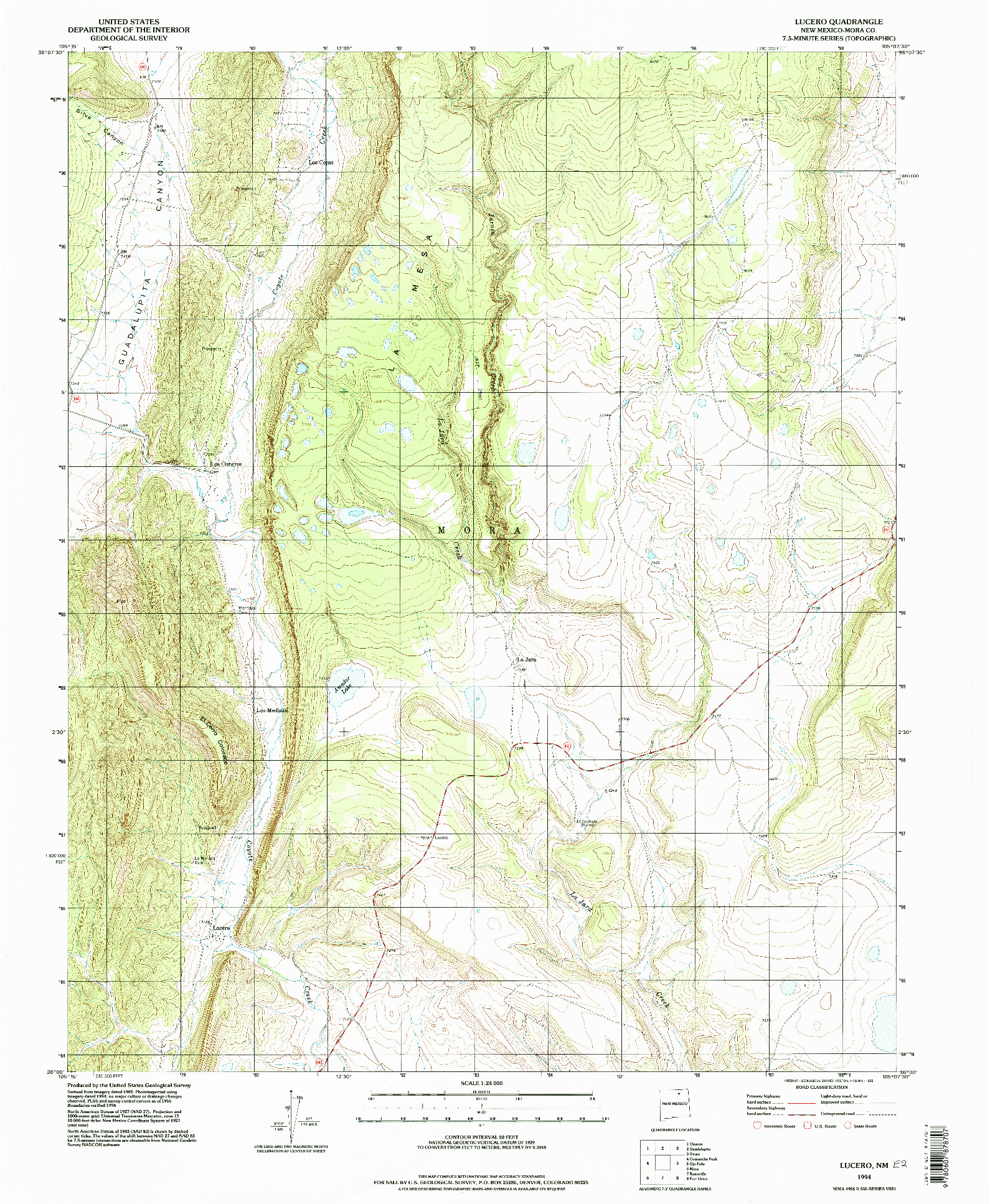 USGS 1:24000-SCALE QUADRANGLE FOR LUCERO, NM 1994